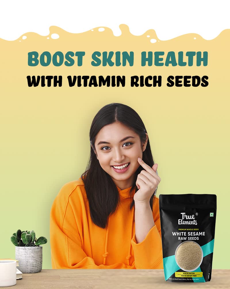 True Elements Raw White Sesame Seeds 400gm - 100% Clean and Natural White Til – view 5