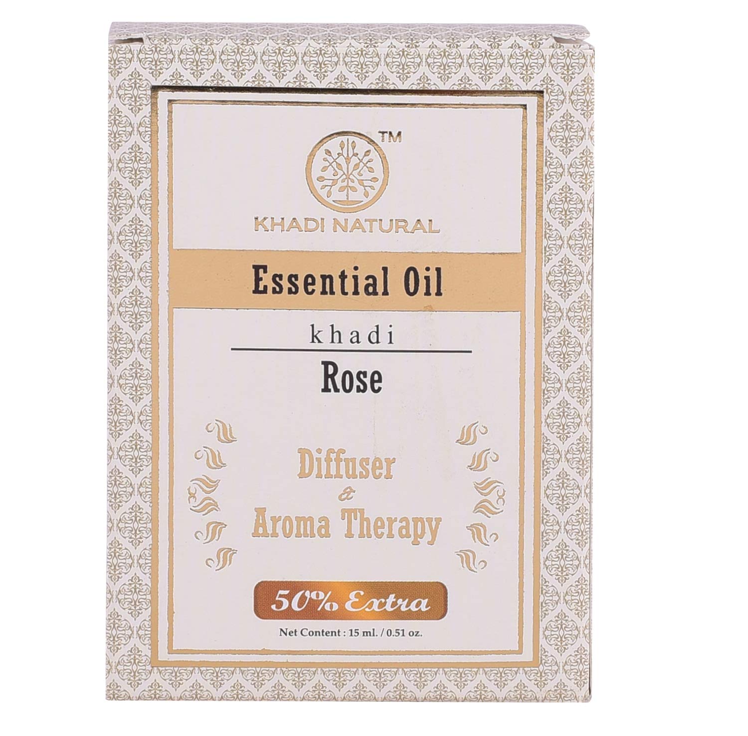 Khadi Natural 15 ml rose essential oil packaging and bottle