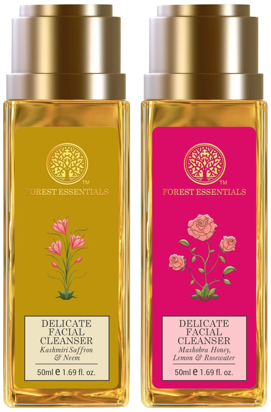Forest Essentials travel-size facial cleanser set with two 50 ml tubes