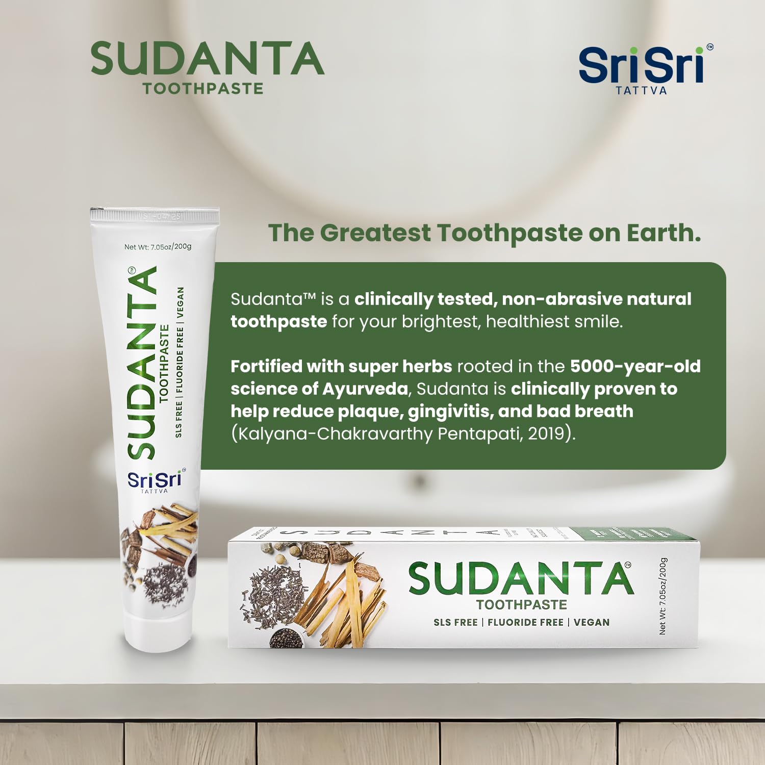 Sri Sri Tattva Sudanta Original Toothpaste - All Natural, Fluoride Free Tooth Paste with Cloves, Cinnamon, Bakul & More - 200g (Pack of 2), for Kids and Adults – view 8