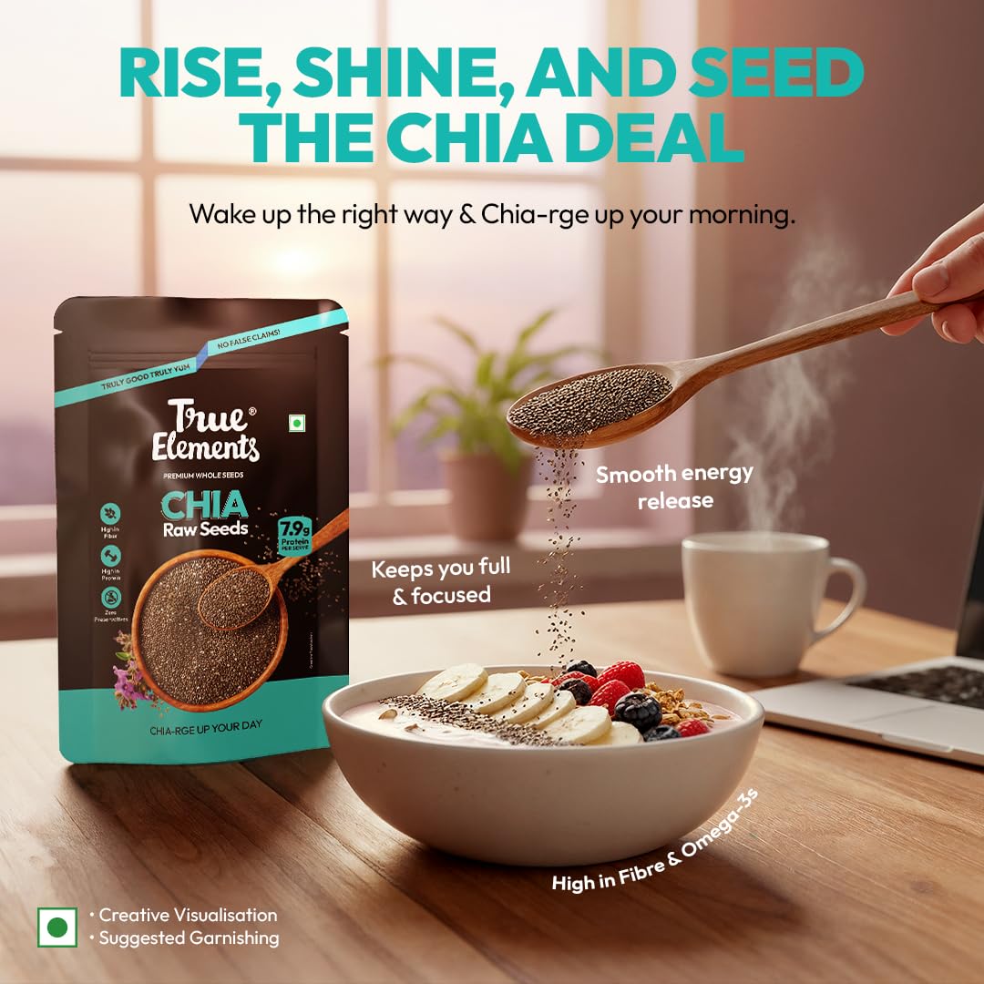 Edible Seeds Combo 700g by True Elements (Chia + Sunflower+ Pumpkin each 150g + Flax Seeds 250g) Pack of 4 – view 4