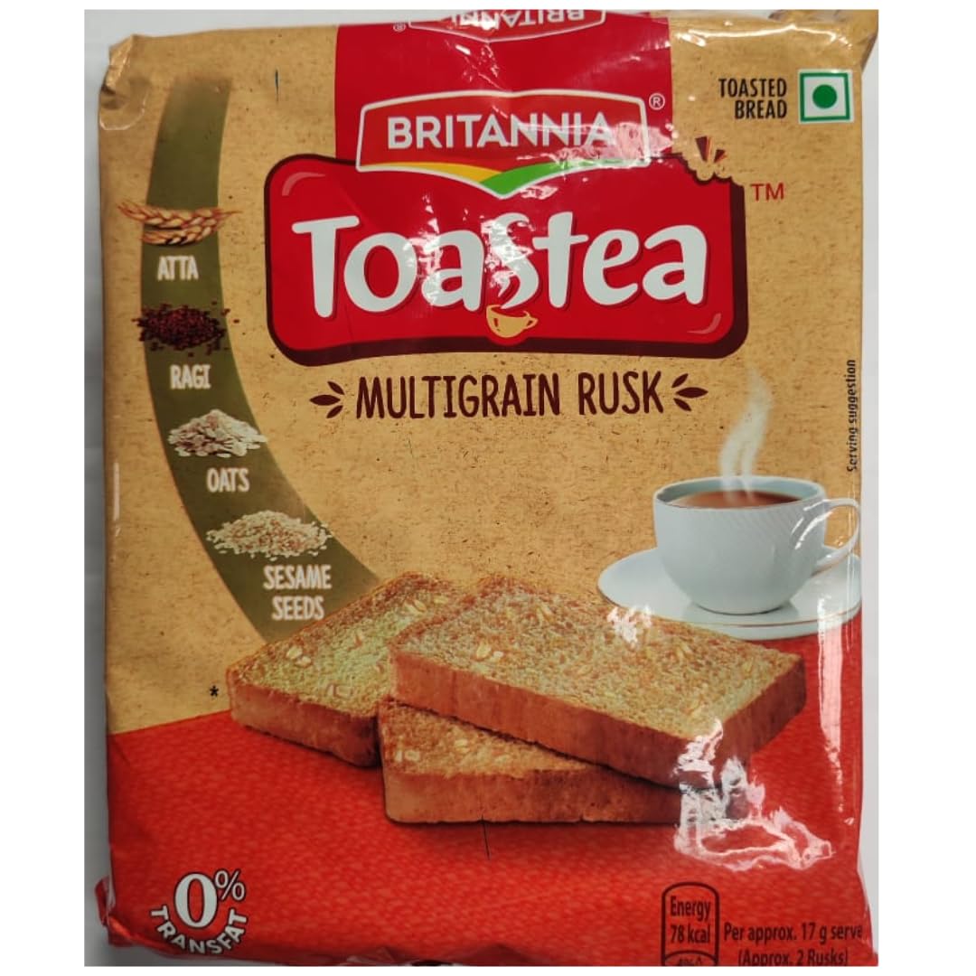 Britannia Toastea Multigrain Rusk - Crispy Baked, Teatime Snack, 167 g UNIQUE – view 2