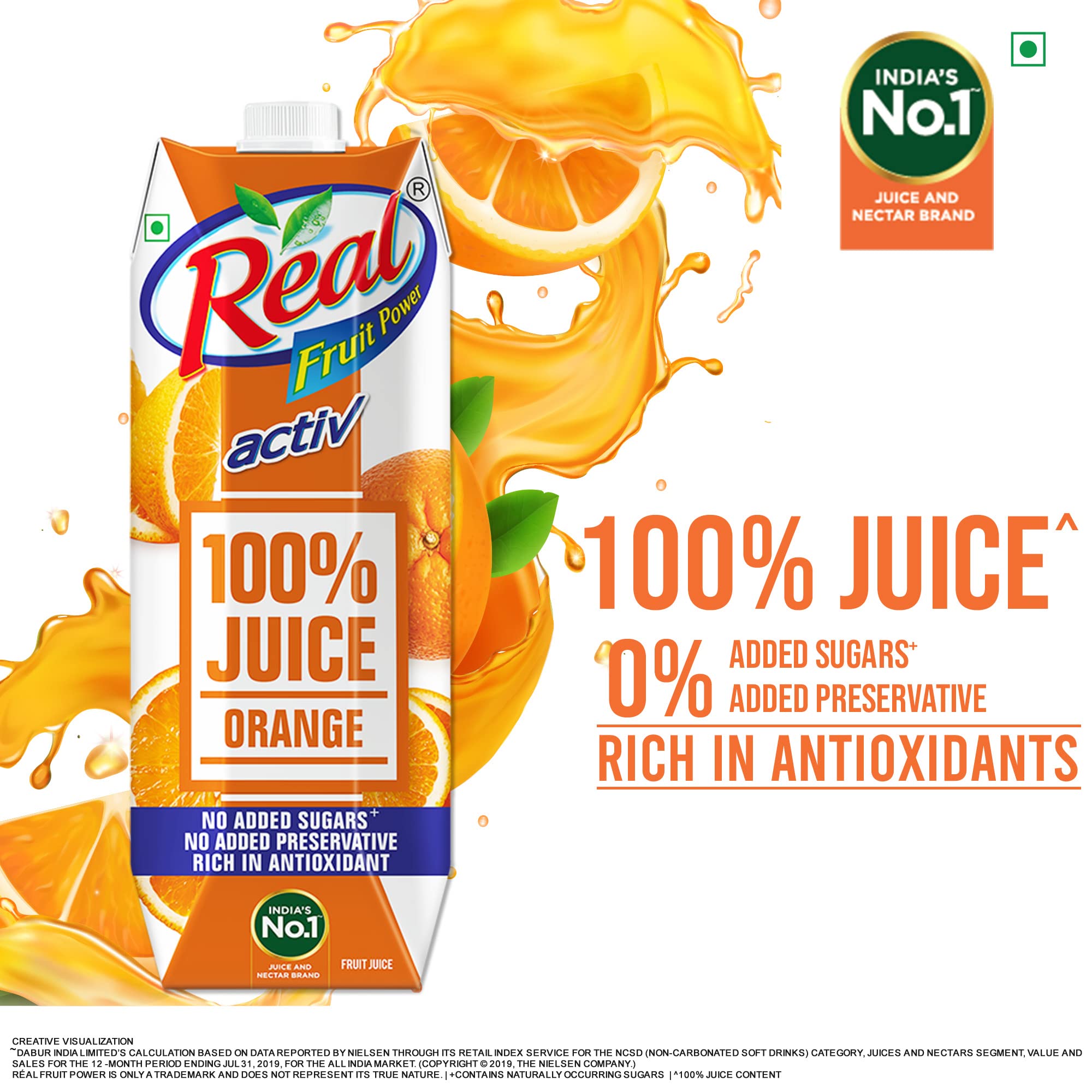 Real Activ 100% Orange Fruit Juice - 1L – view 3