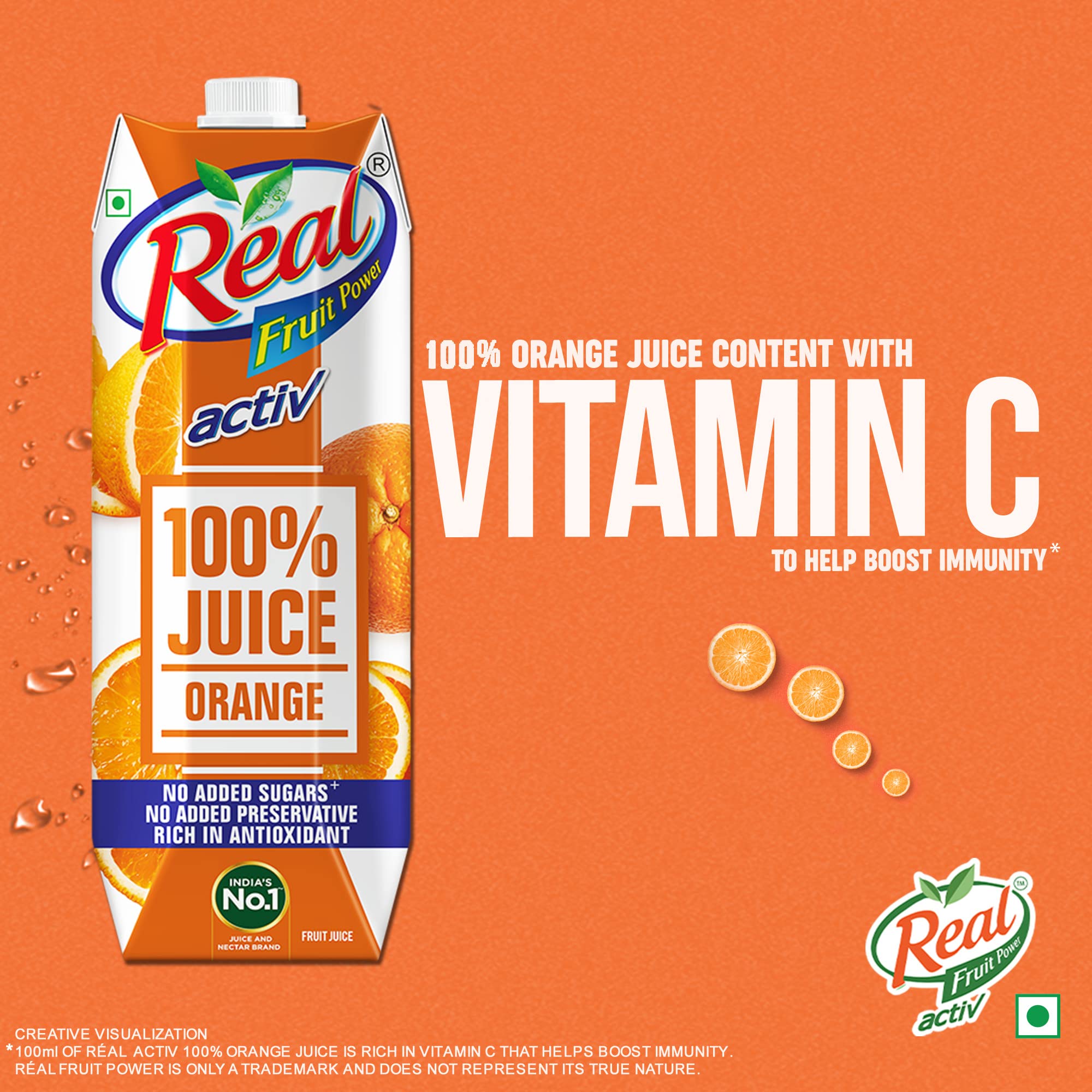 Real Activ 100% Orange Fruit Juice - 1L – view 4