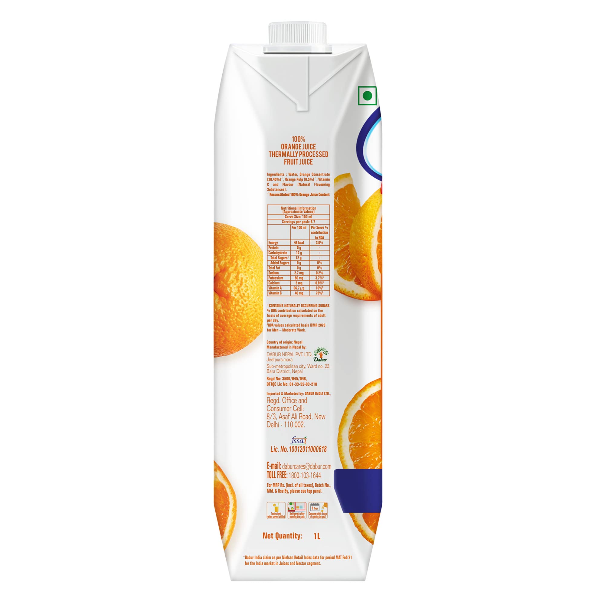 Real Activ 100% Orange Fruit Juice - 1L – view 6