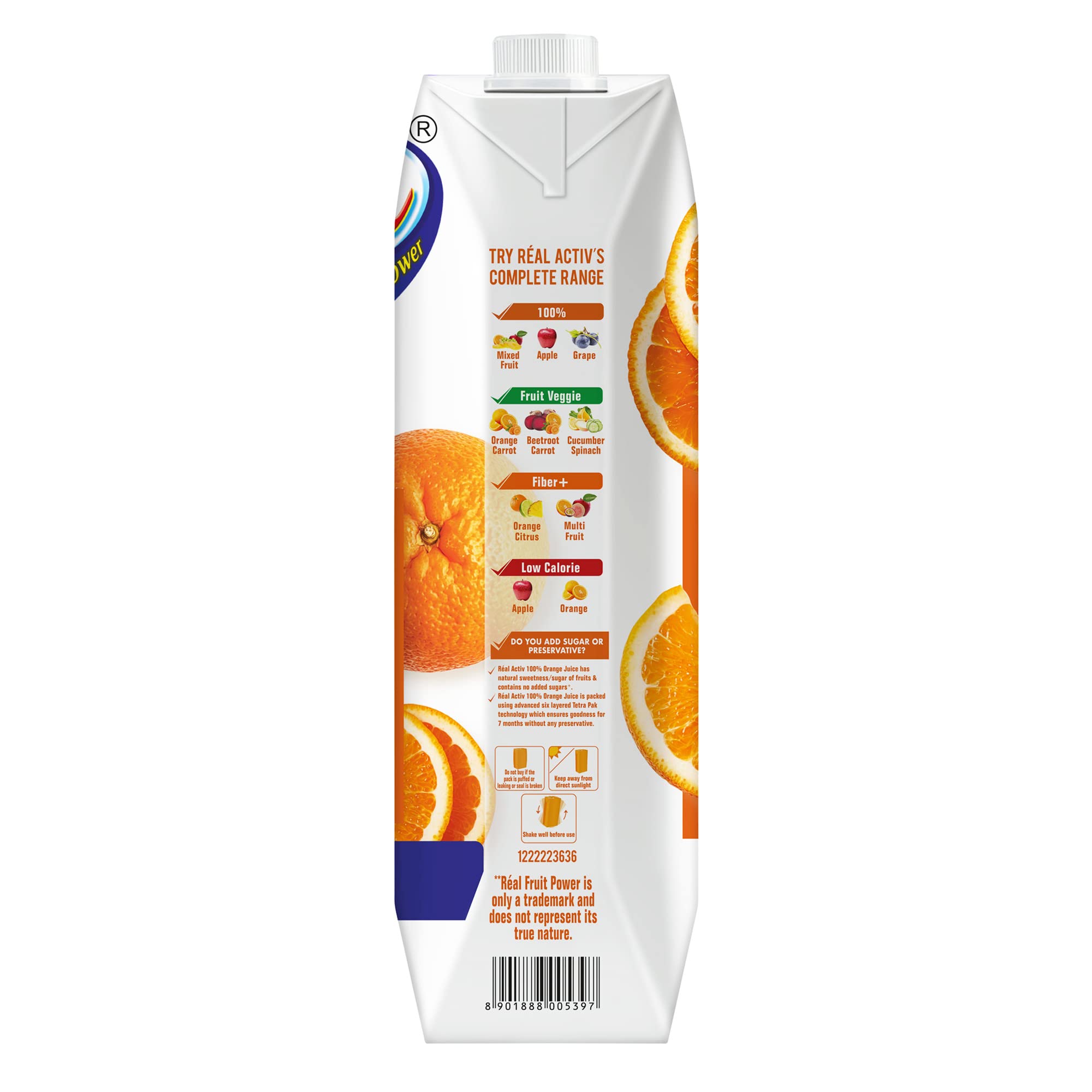 Real Activ 100% Orange Fruit Juice - 1L – view 7