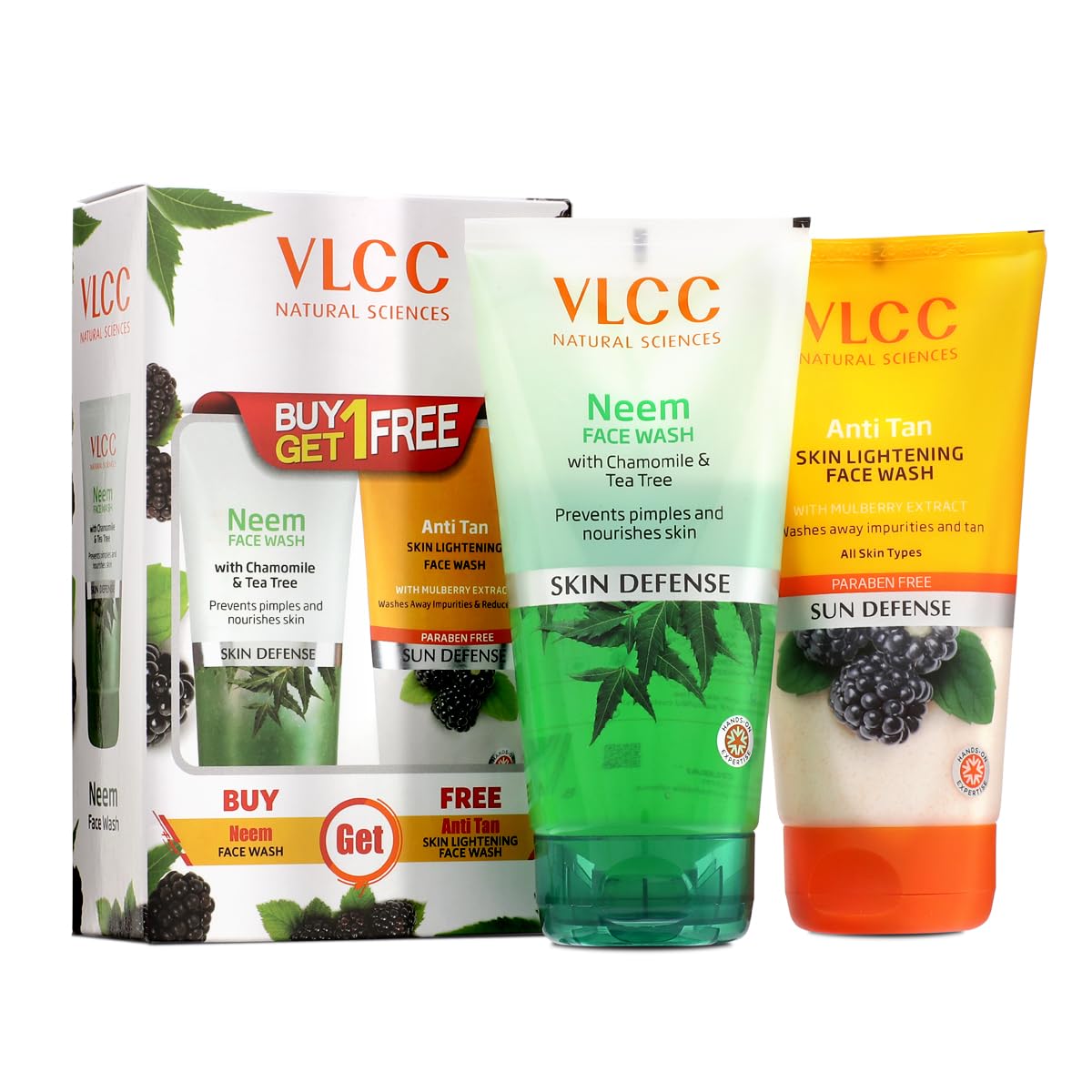 VLCC Neem Face Wash & VLCC Anti Tan Face Wash -150ml X 2- Buy One Get One (300ml) - with Neem Extract, Chamomile Oil, Tea Tree Oil and Mulberry Extract. – view 3