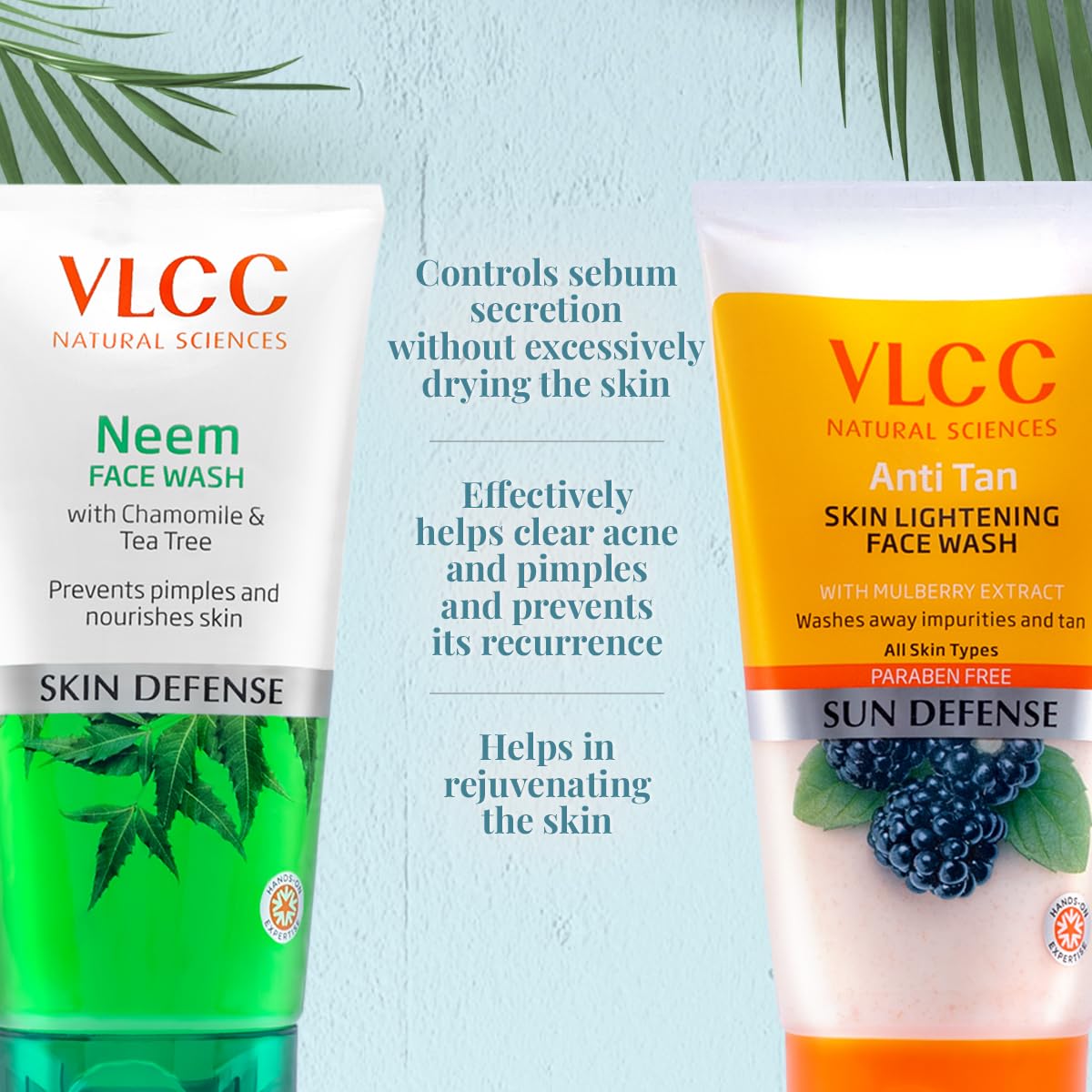 VLCC Neem Face Wash & VLCC Anti Tan Face Wash -150ml X 2- Buy One Get One (300ml) - with Neem Extract, Chamomile Oil, Tea Tree Oil and Mulberry Extract. – view 4