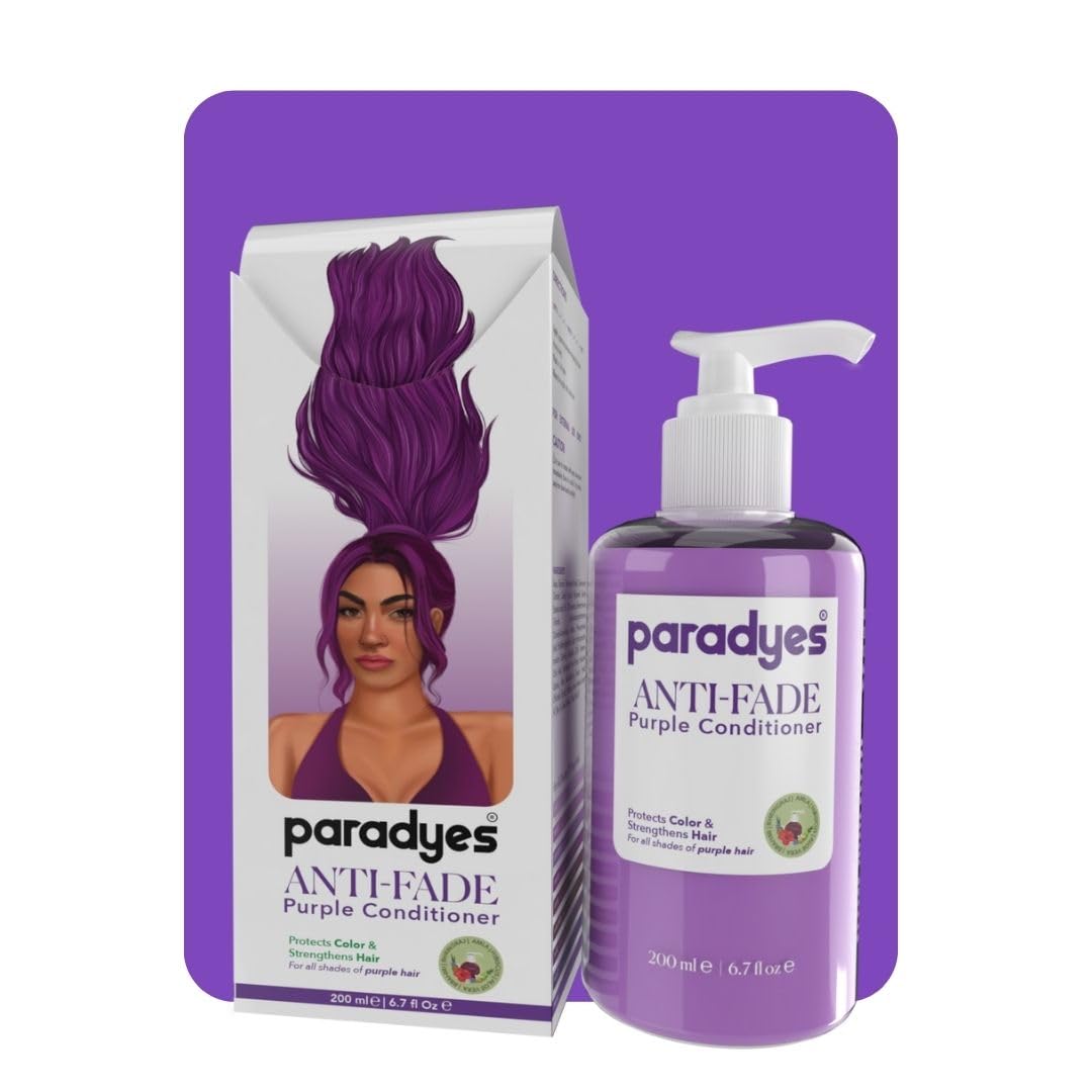 Paradyes purple conditioner bottle for color-treated hair, fresh scent