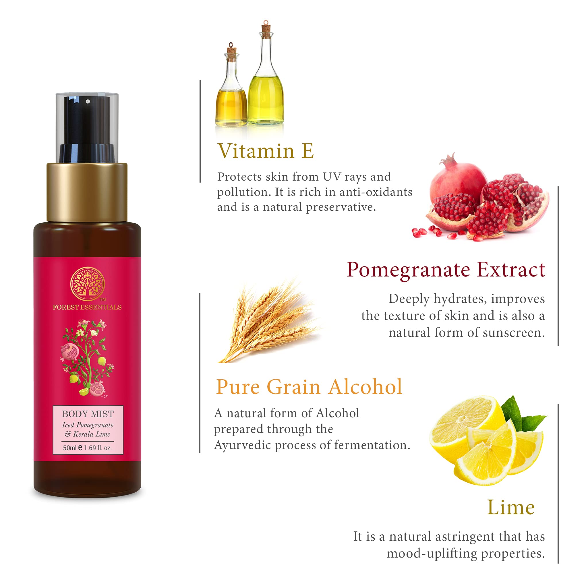 Forest Essentials Travel Size Body Mist Iced Pomegranate & Kerala Lime – view 3