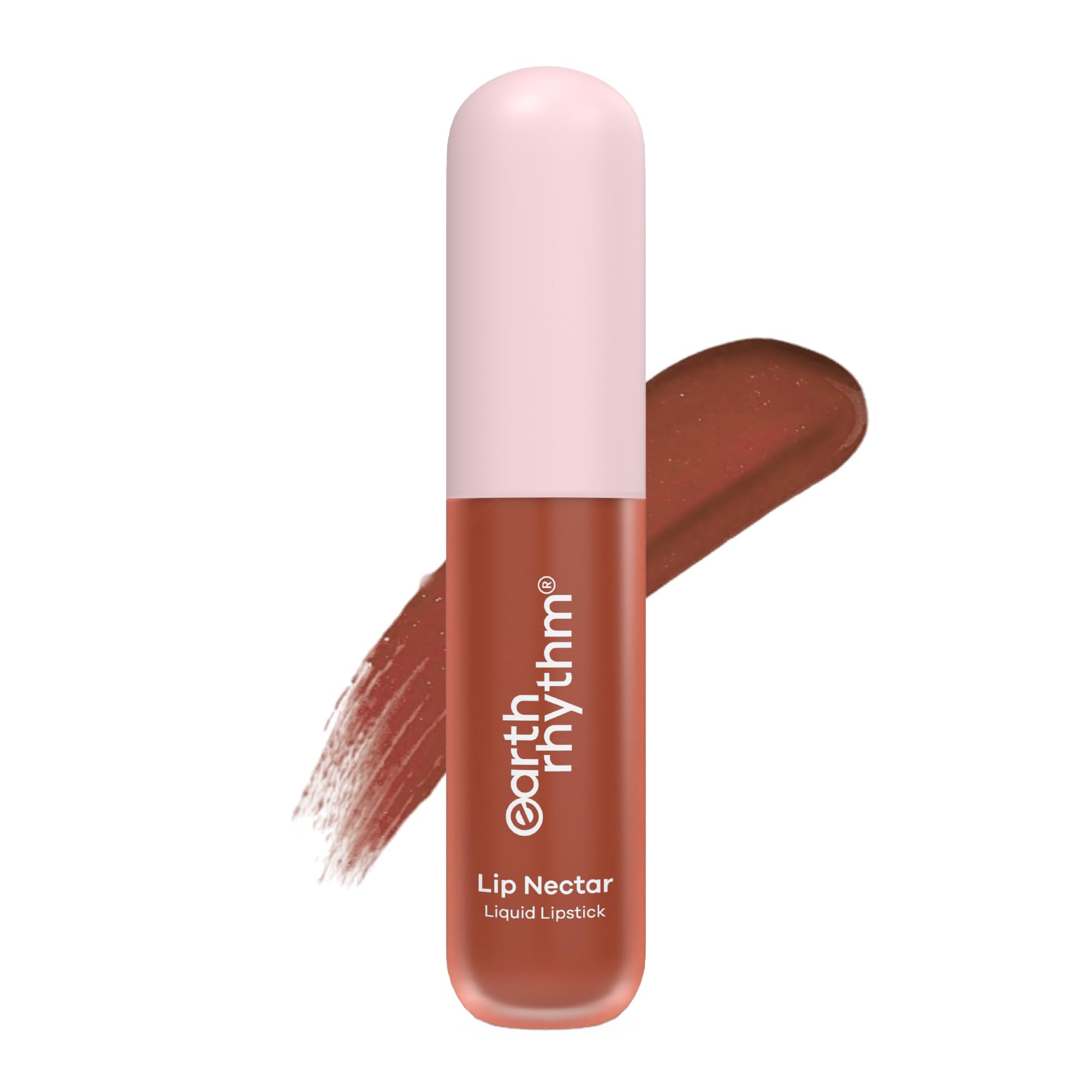 Caramel matte liquid lipstick tube with Earth Rhythm branding