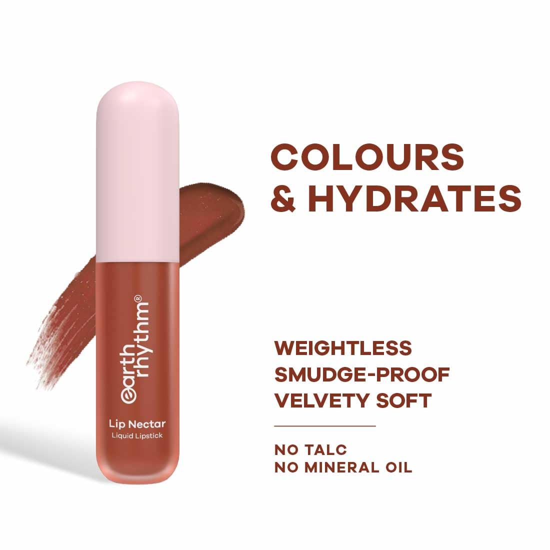 Earth Rhythm Lip Nectar Matte Liquid Lipstick, Weightless, Never Drying, No Mineral Oil 5g - Caramel – view 2
