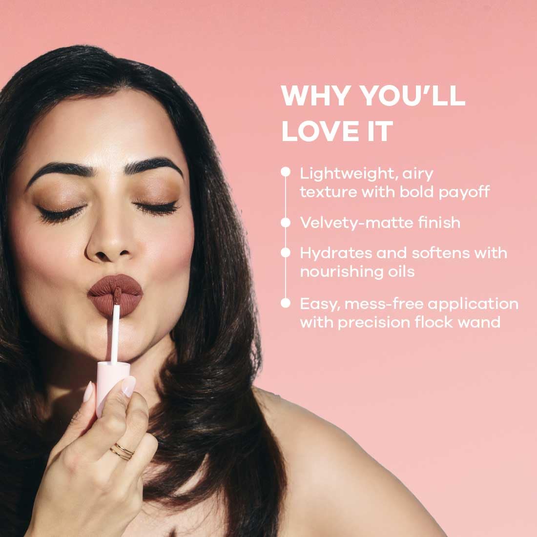 Earth Rhythm Lip Nectar Matte Liquid Lipstick, Weightless, Never Drying, No Mineral Oil 5g - Caramel – view 4