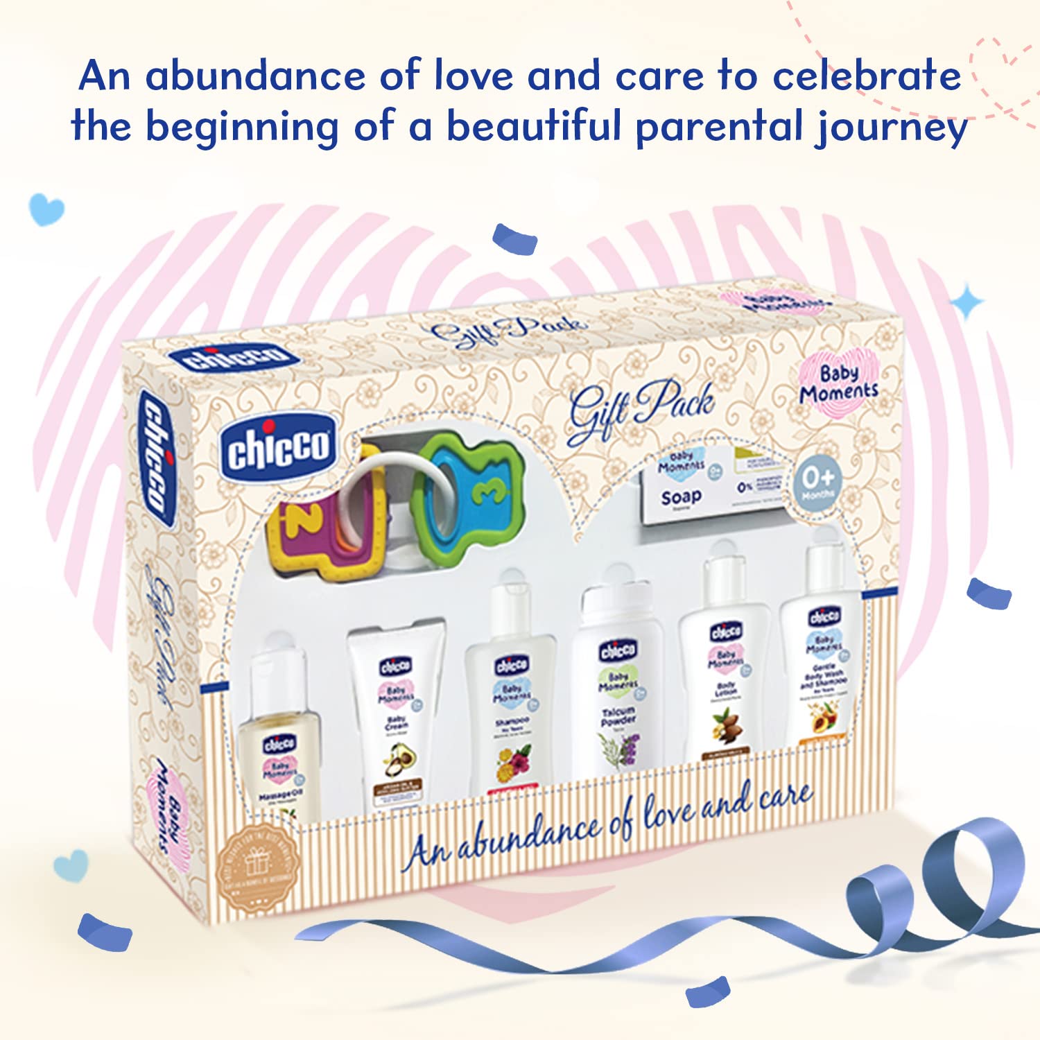 Chicco Baby Moments Delight Gift Pack Beige, Ideal Baby Gift Sets for Baby Shower, Newborn Gifting, New Parents, Birthdays, New Advanced Formula with 0% Phenoxyethanol, 0m+ (8 Items) – view 3