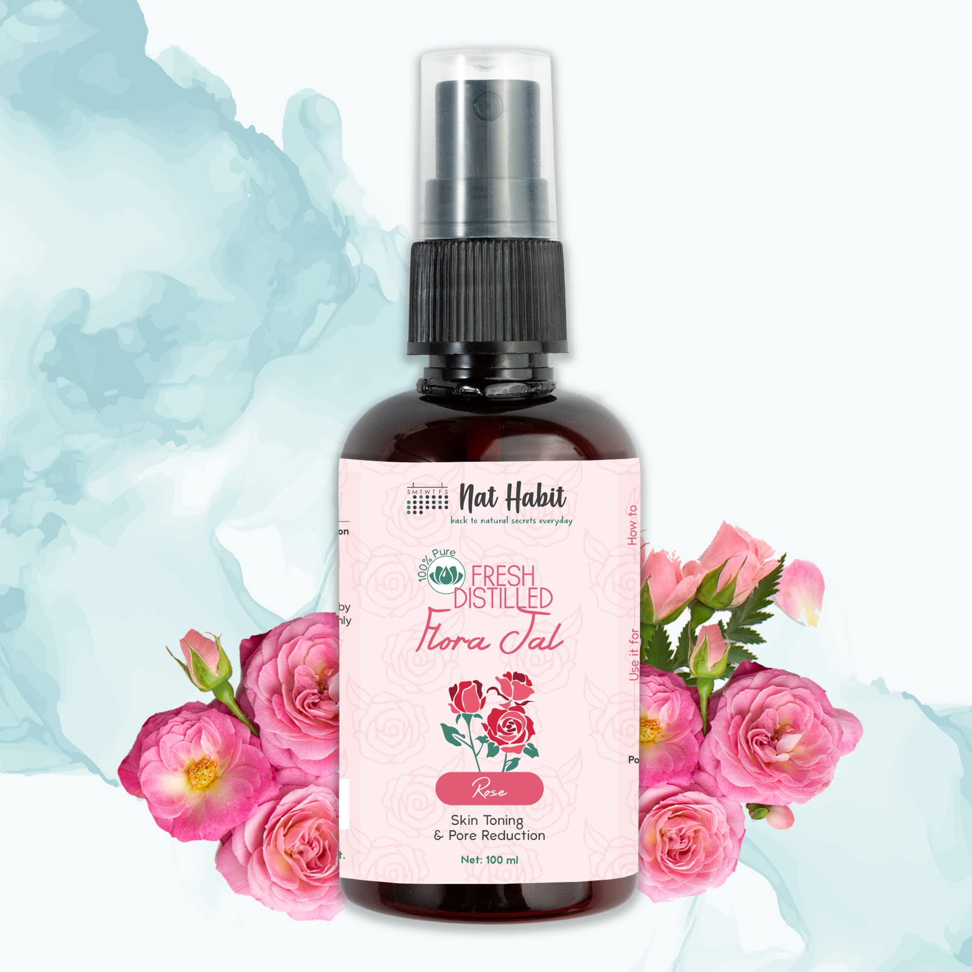 Nat Habit 100% Pure Gulab Jal - Rose Water - Toner, Face-Mist, Astringent & Face Spray - Ayurvedic, Steam-Distilled For Oil-Control, Skin Hydration (Pack of 1, 100 ml) – view 8
