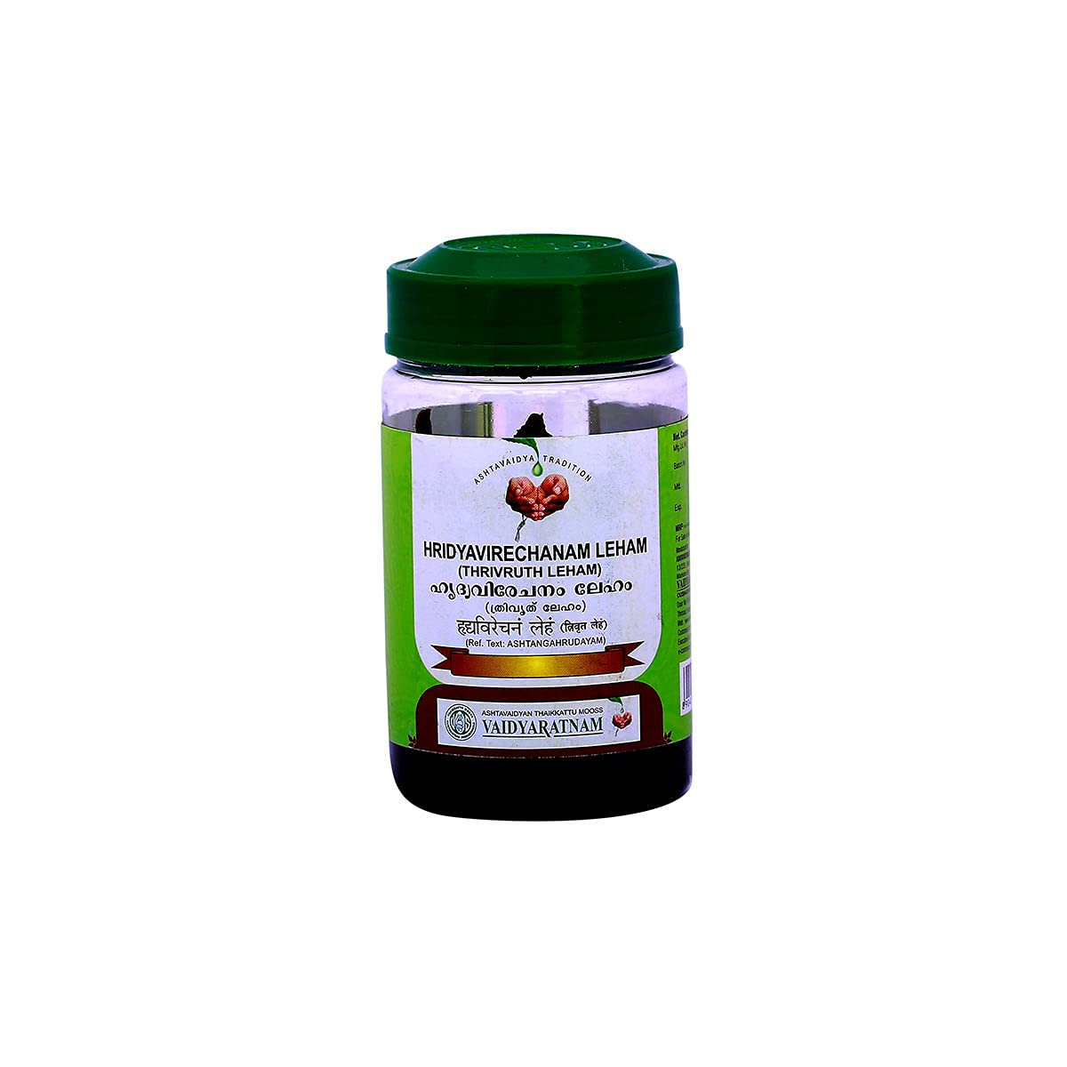 Front view of Vaidyaratnam Hridyavirechanam Leham two-bottle pack