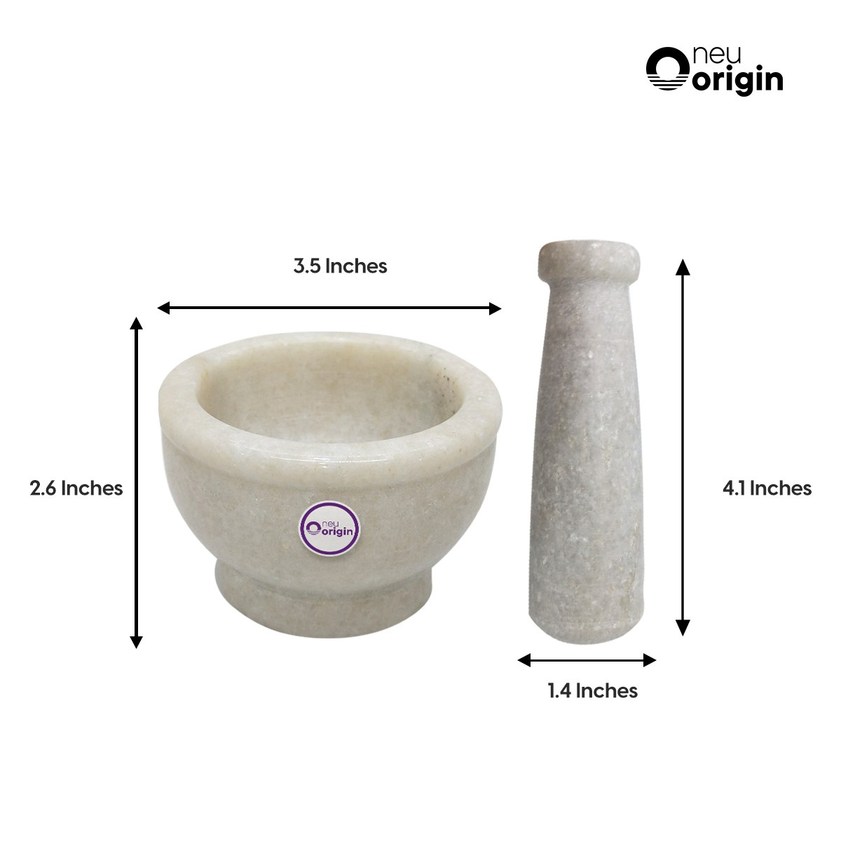 NeuOrigin Marble Mortar and Pestle Set - 4" Stone Grinder Bowl and 2" Ceramic Pestle for Kitchen and Spice Grinding - Perfect for Herbs, Spices, Salt, and More – view 8
