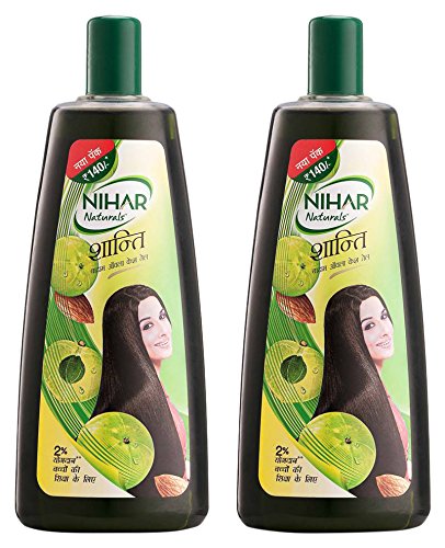 Two bottles of NIHAR Shanti Amla and Badam Hair Oil