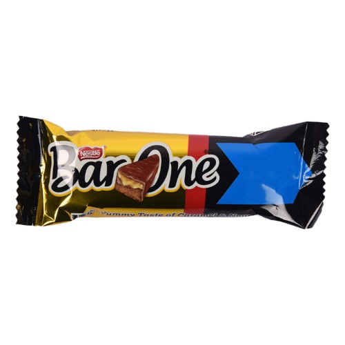 Front view of Nestle Bar One chocolate bar wrapper