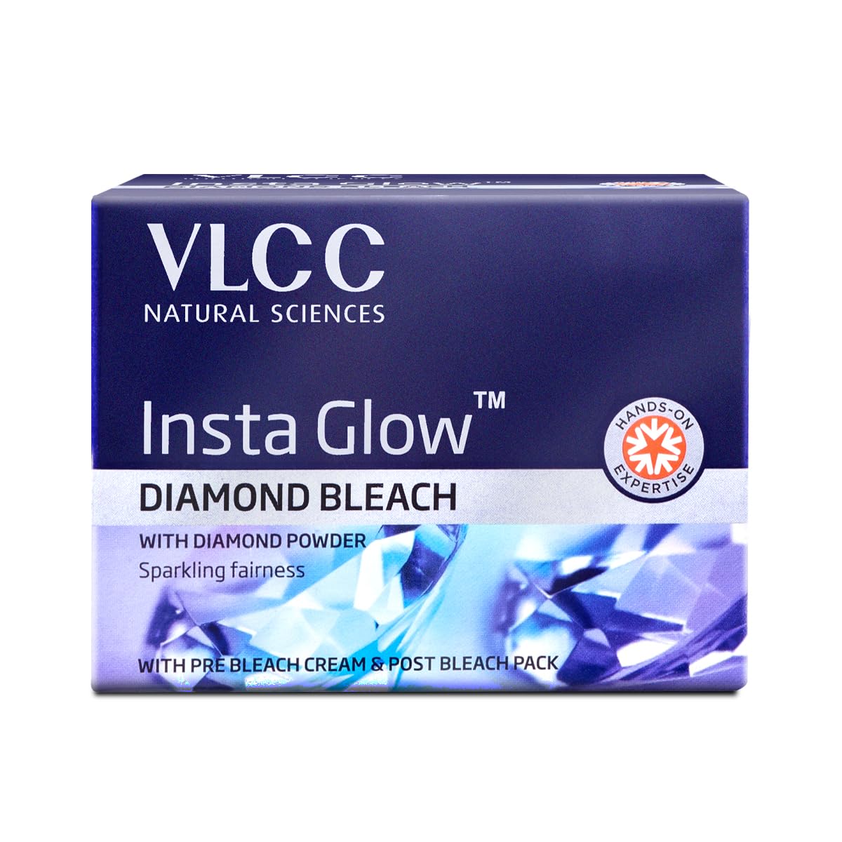 VLCC diamond bleach cream 60g packaging and facial bleach components