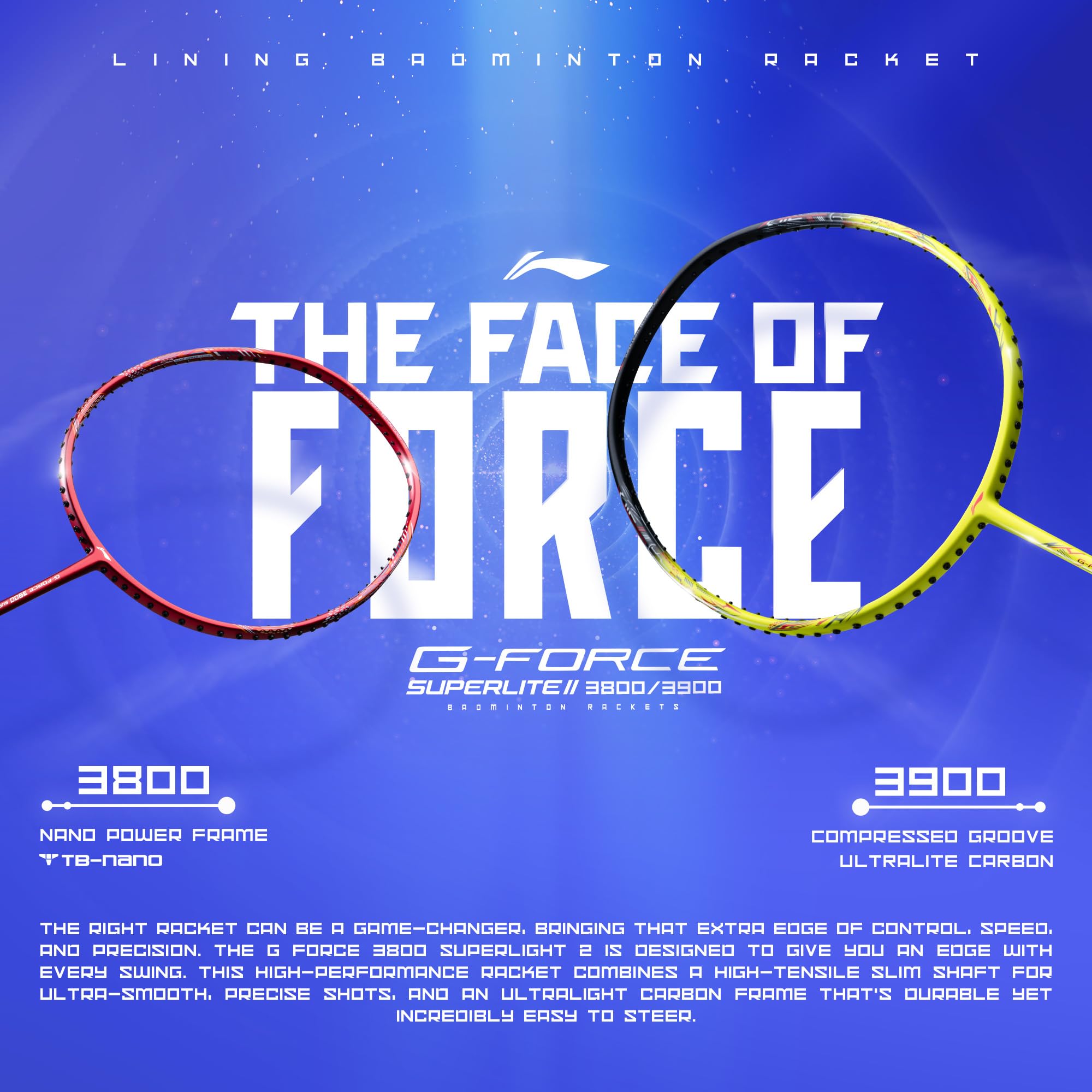 Li-Ning Li-Ning G-Force 3800 II Superlite Unstrung Badminton Racket with Full Cover – view 7
