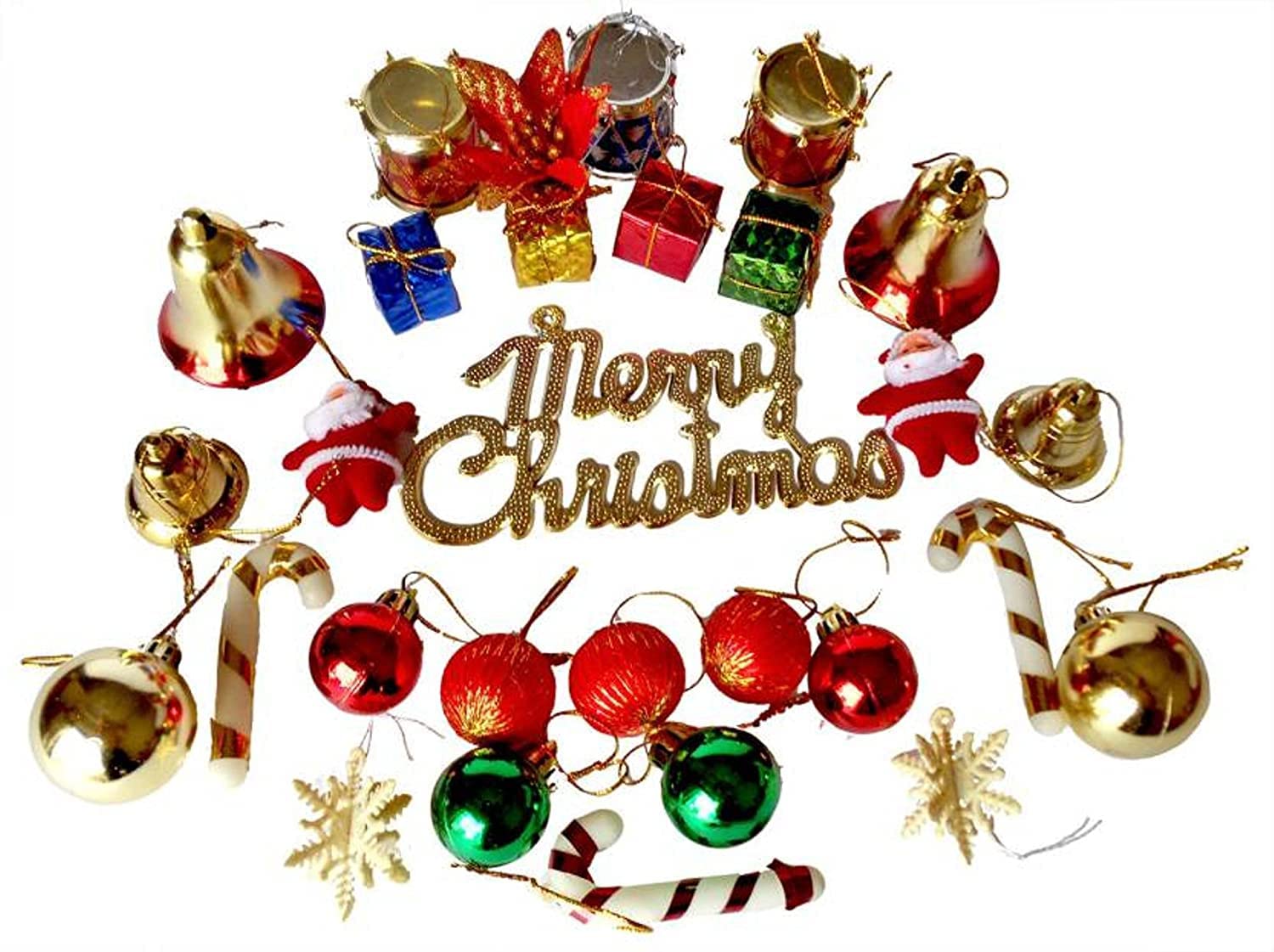 Multicolour plastic Christmas tree decorations set with assorted ornaments