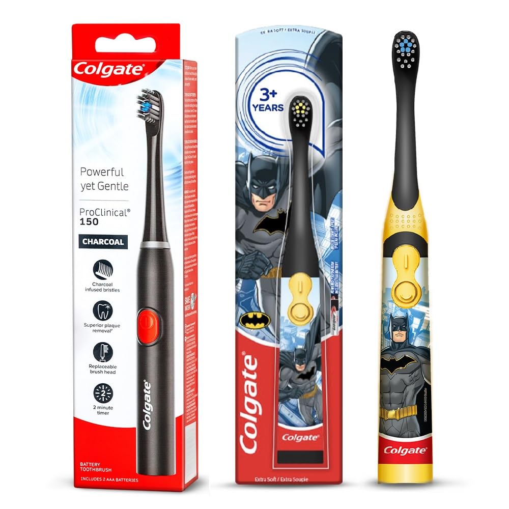 Adult sonic toothbrush with kids Batman battery brush combo