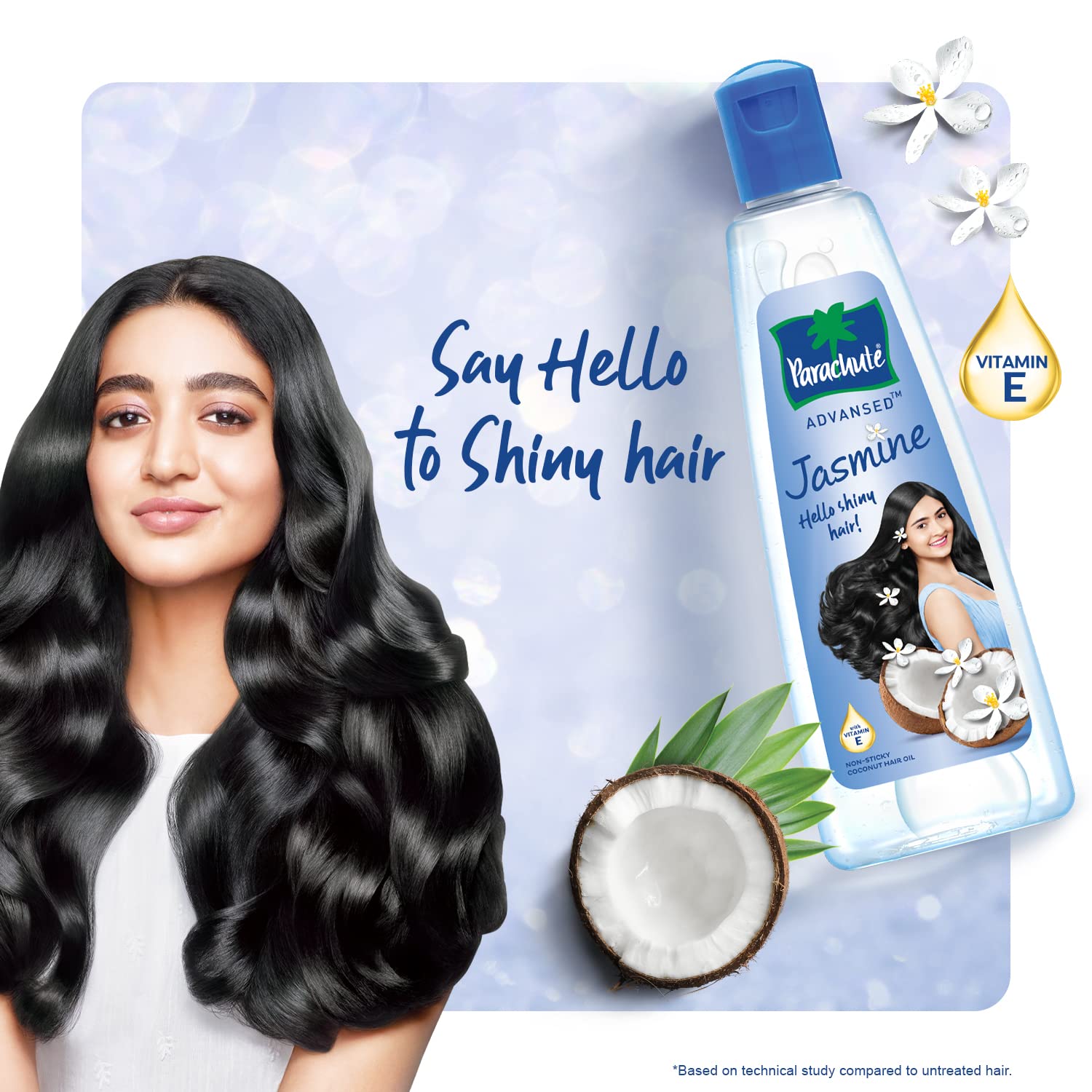 Parachute Advansed Jasmine Coconut Hair Oil with Vitamin E for Healthy Shiny Hair, Non-sticky, 400ml + 90ml – view 7