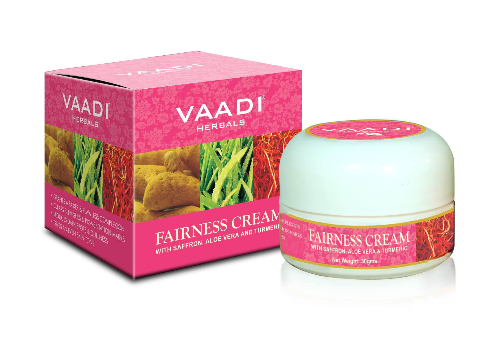 Front pack of Vaadi Herbals fairness cream 30g jar