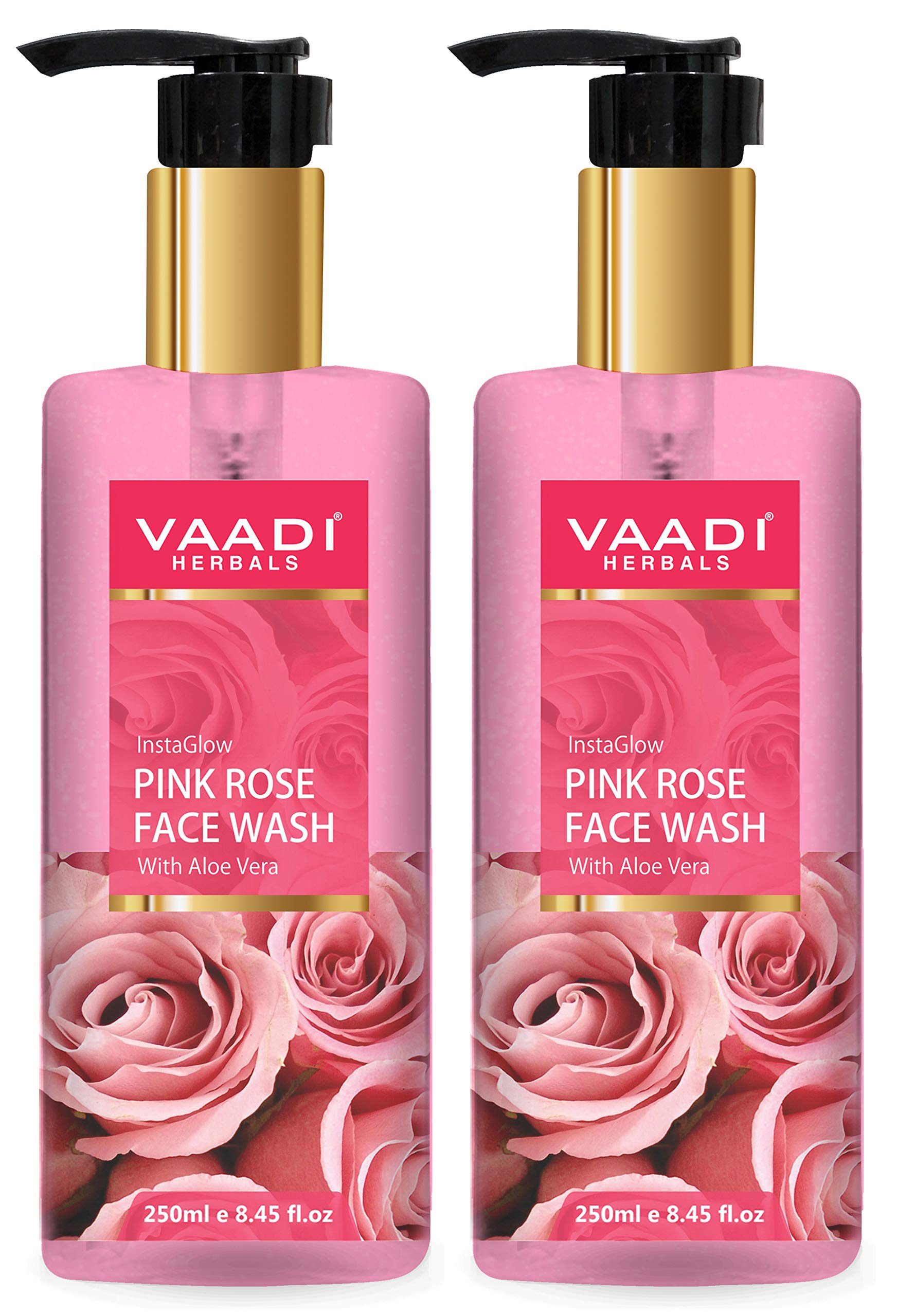 Pack of two pink rose face wash tubes for combination skin