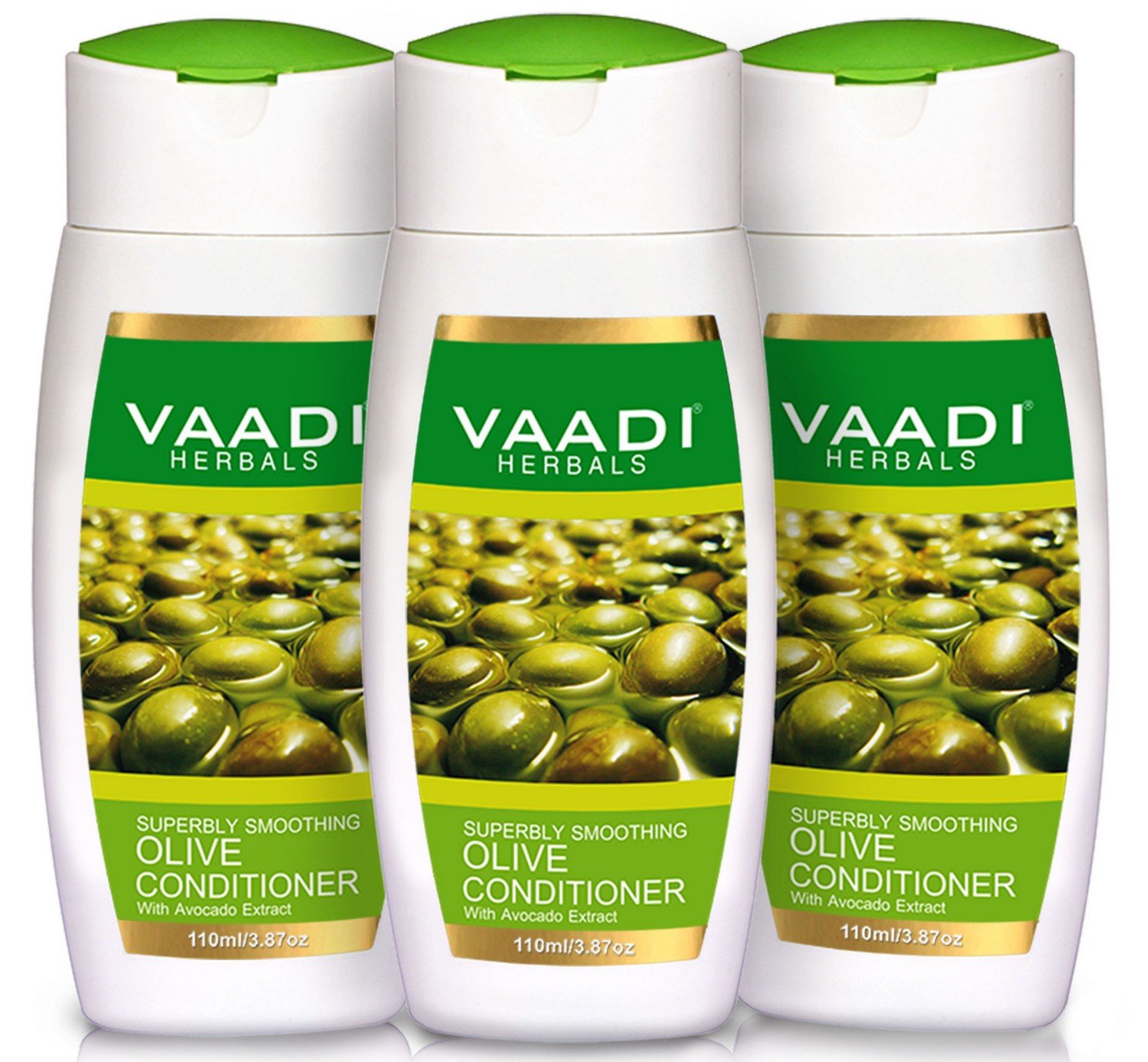 Three-pack of Vaadi Herbals olive conditioner with avocado extract