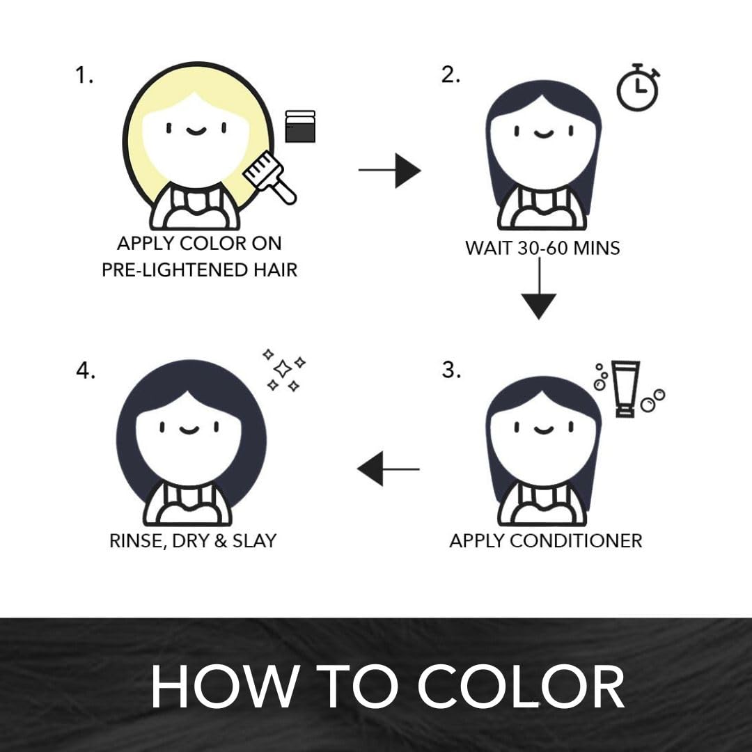 Paradyes Semi-permanent Onyx Black DIY Conditioner Based Hair Colour 120 gm and Lighten Up! Bleach Pack 30 Vol. for all Hair Types – view 5