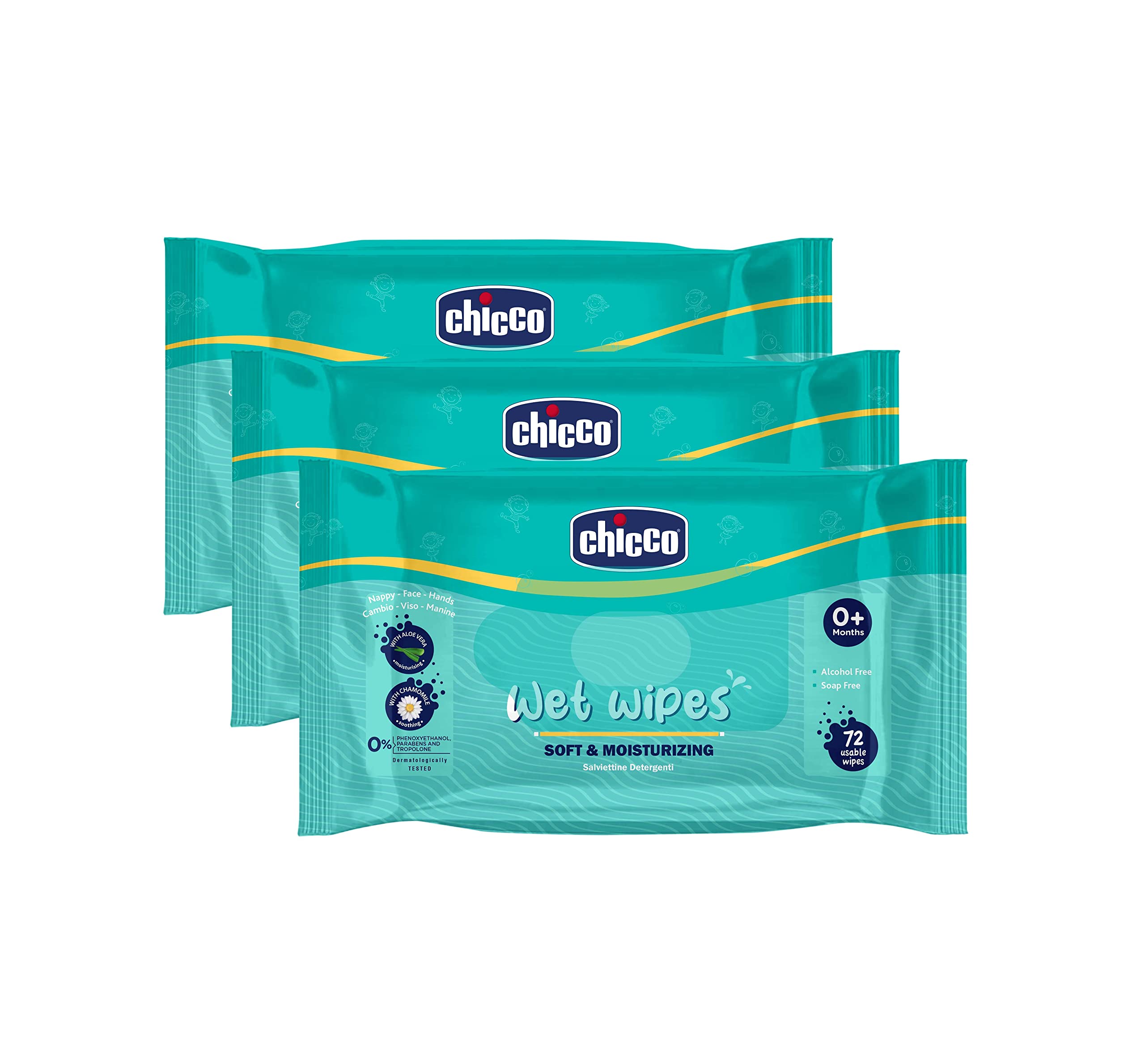 CHICCO Wet Wipes 216PCS(72PCS X 3 Packs)