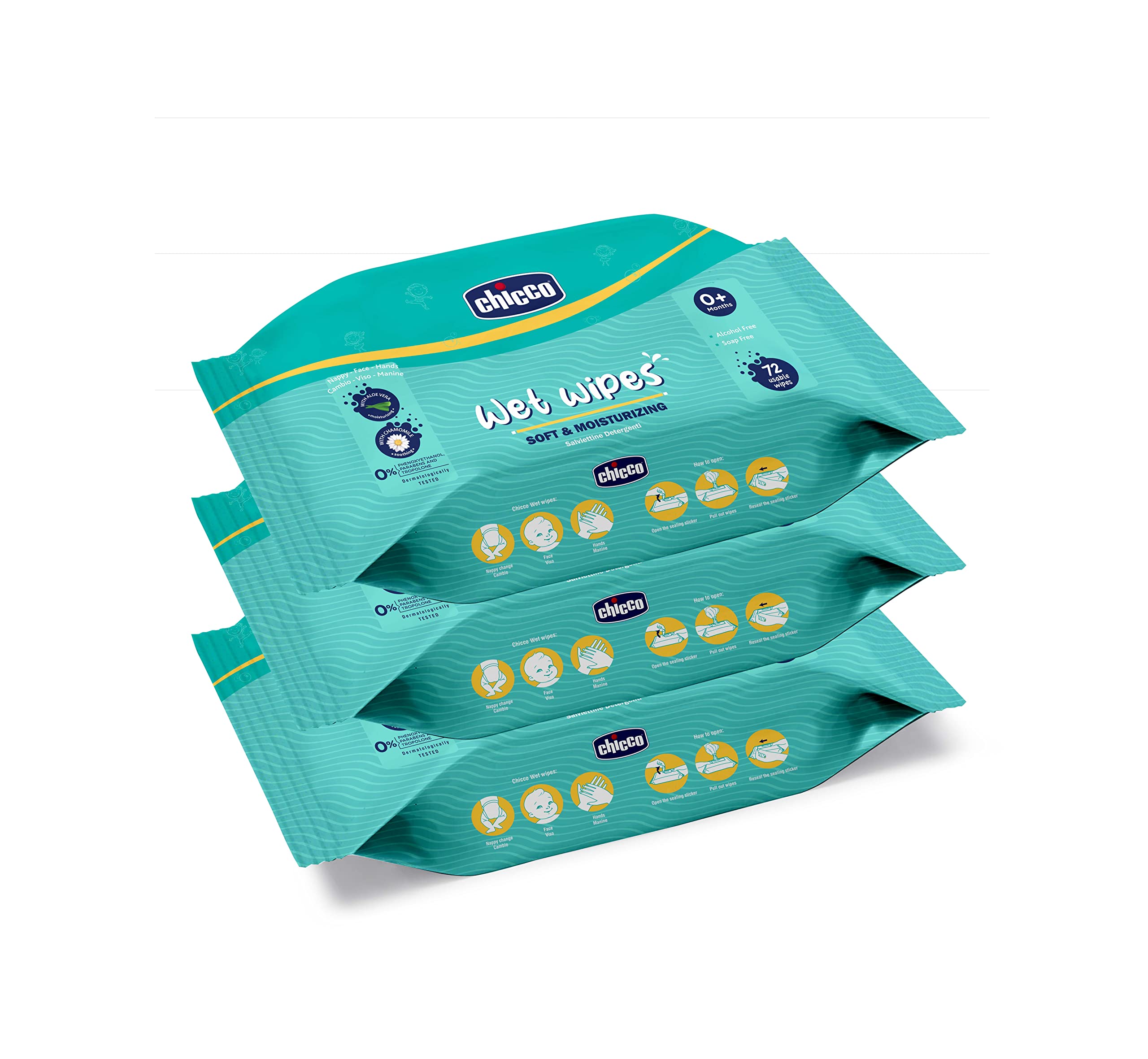 CHICCO Wet Wipes 216PCS(72PCS X 3 Packs) – view 2