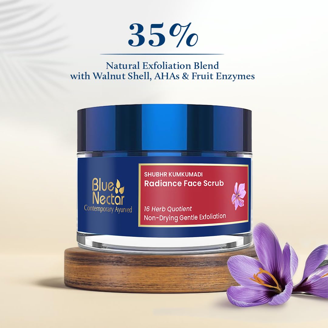 Blue Nectar Face Scrub for Glowing Skin with Kumkumadi Tailam – view 3