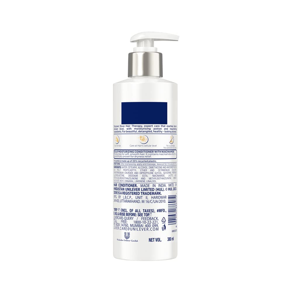 Dove Hair Therapy Dry Scalp Care Moisturizing Conditioner, Sulphate Free, No Parabens & Dyes, With Niacinamide to relieve scalp dryness for smooth hair, 380 ml – view 2