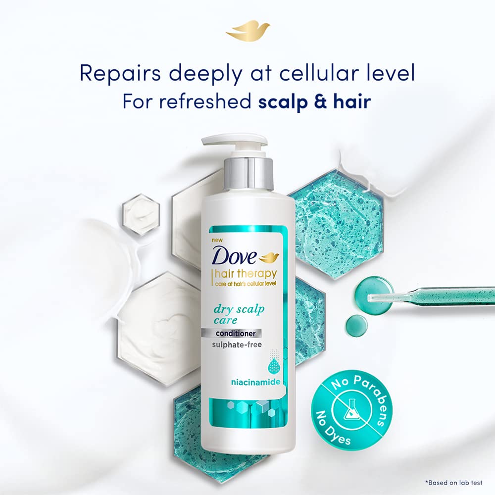 Dove Hair Therapy Dry Scalp Care Moisturizing Conditioner, Sulphate Free, No Parabens & Dyes, With Niacinamide to relieve scalp dryness for smooth hair, 380 ml – view 5