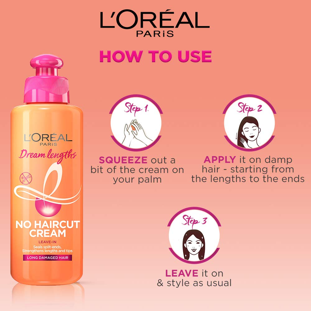 L'Oreal Paris Leave-In Conditioner, Repairs, Protects & Smooths, For Long and Lifeless Hair, Dream Lengths No Haircut Cream, 200ml – view 7
