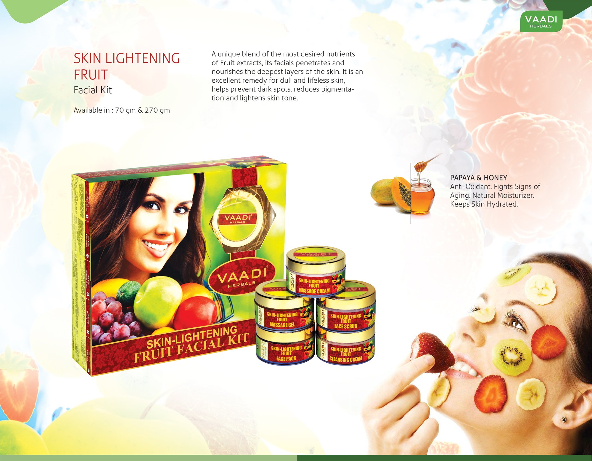 Vaadi Herbals Skin Lightening Fruit Facial Kit, 70g – view 3