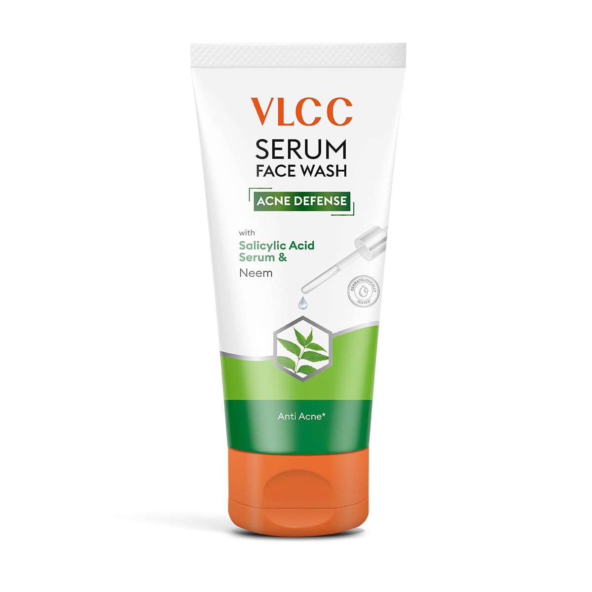 Green VLCC face wash tube for acne care with neem