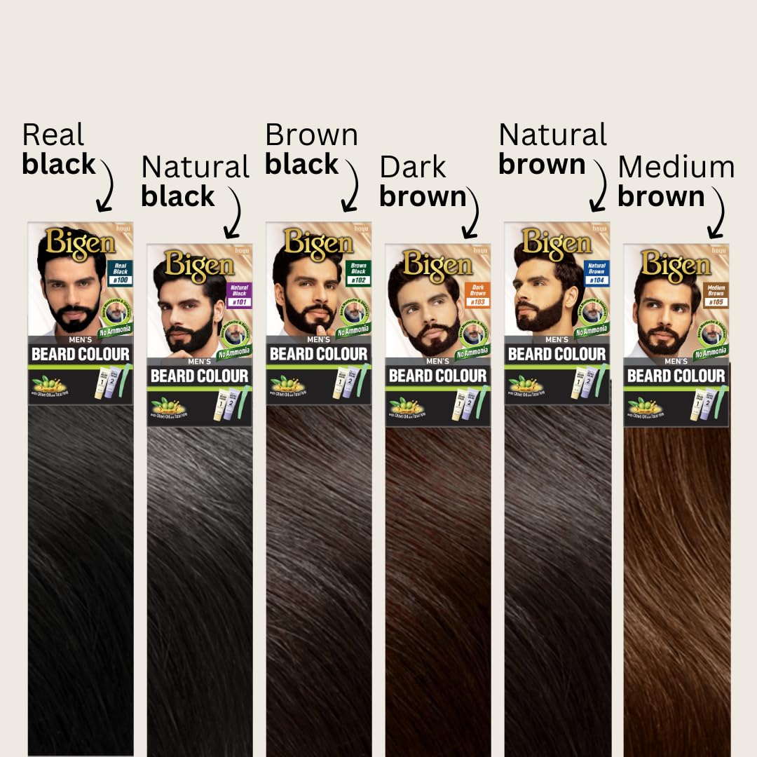 Bigen Men's Beard Color Medium Brown 20gm+20gm, 40 g – view 3
