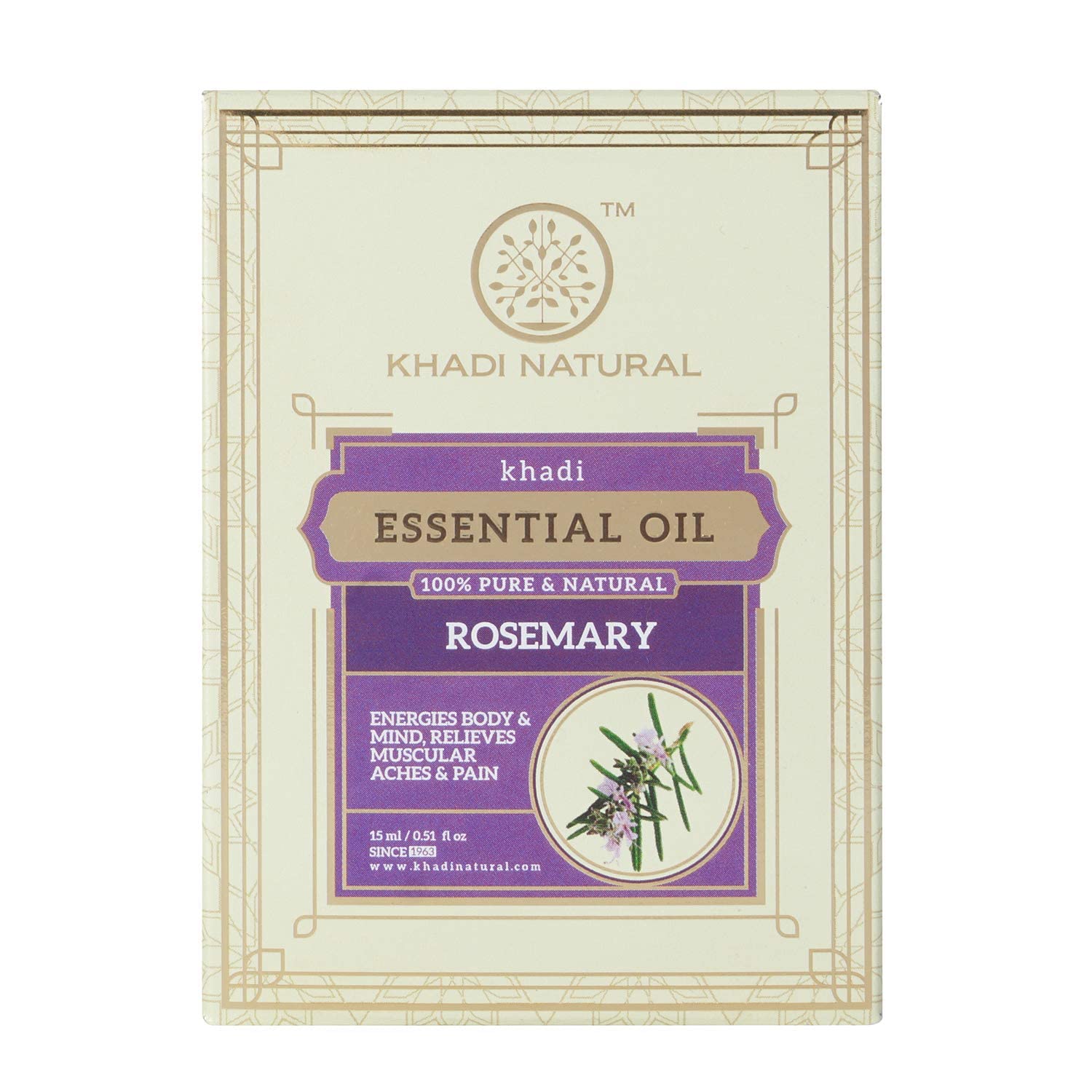 Khadi Natural rosemary essential oil 15 ml bottle and box