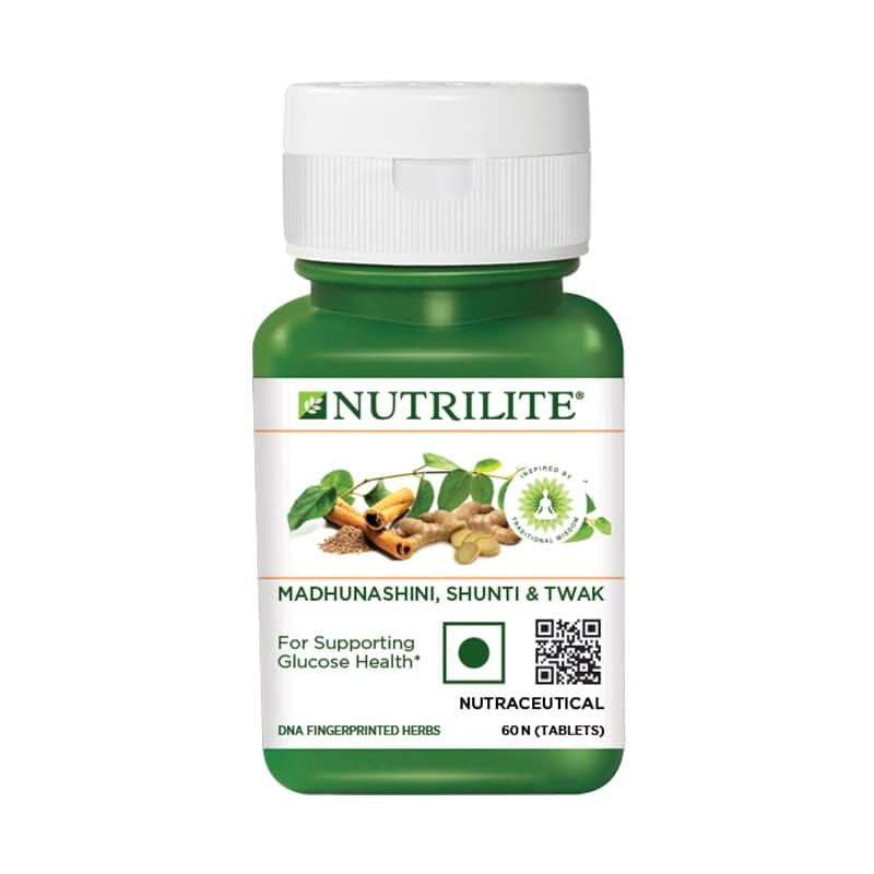 Front view of Nutrilite Madhunashini, Shunti and Twak jar
