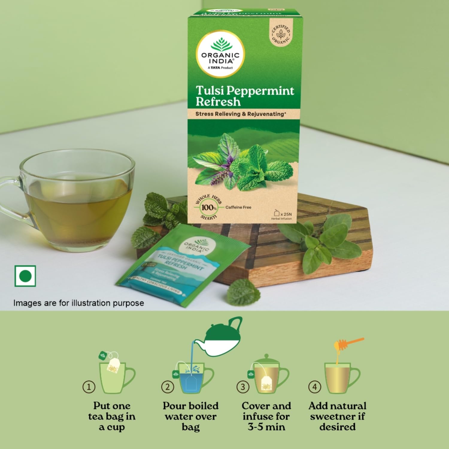 ORGANIC INDIA Tulsi Peppermint Refresh 25 Tea Bags – view 5
