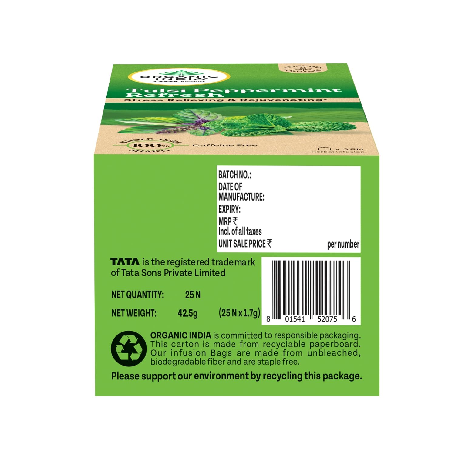 ORGANIC INDIA Tulsi Peppermint Refresh 25 Tea Bags – view 7