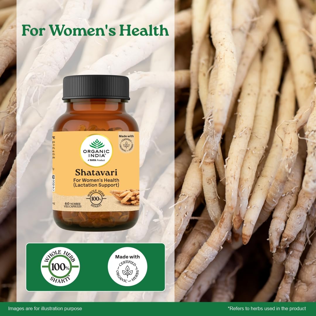 A TATA Product - Organic India Shatavari - 60 Veg Capsules, With Plant Based Estrogens, Helps Boosts Health and Vitality For Women Of All Ages & Restore Hormonal Balance, GMP & NPOP Certified Organic – view 3