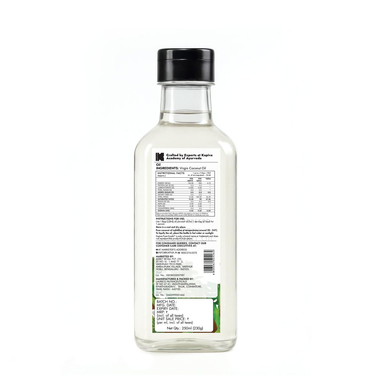 Kapiva Virgin Cold-Pressed Coconut Oil 250ml – view 9