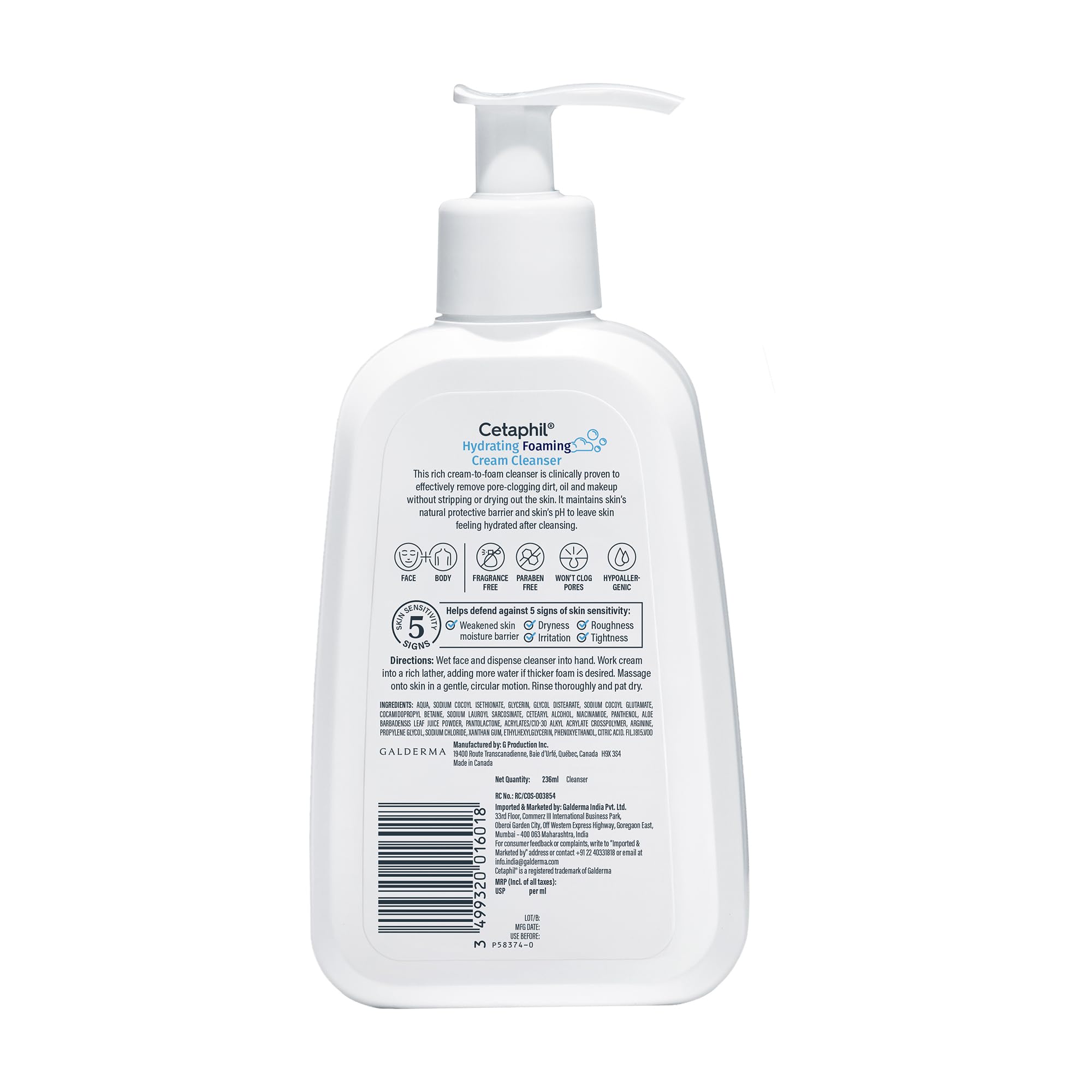 Cetaphil Hydrating foaming Face Wash, Cream to Foam Cleanser 236ml – view 3