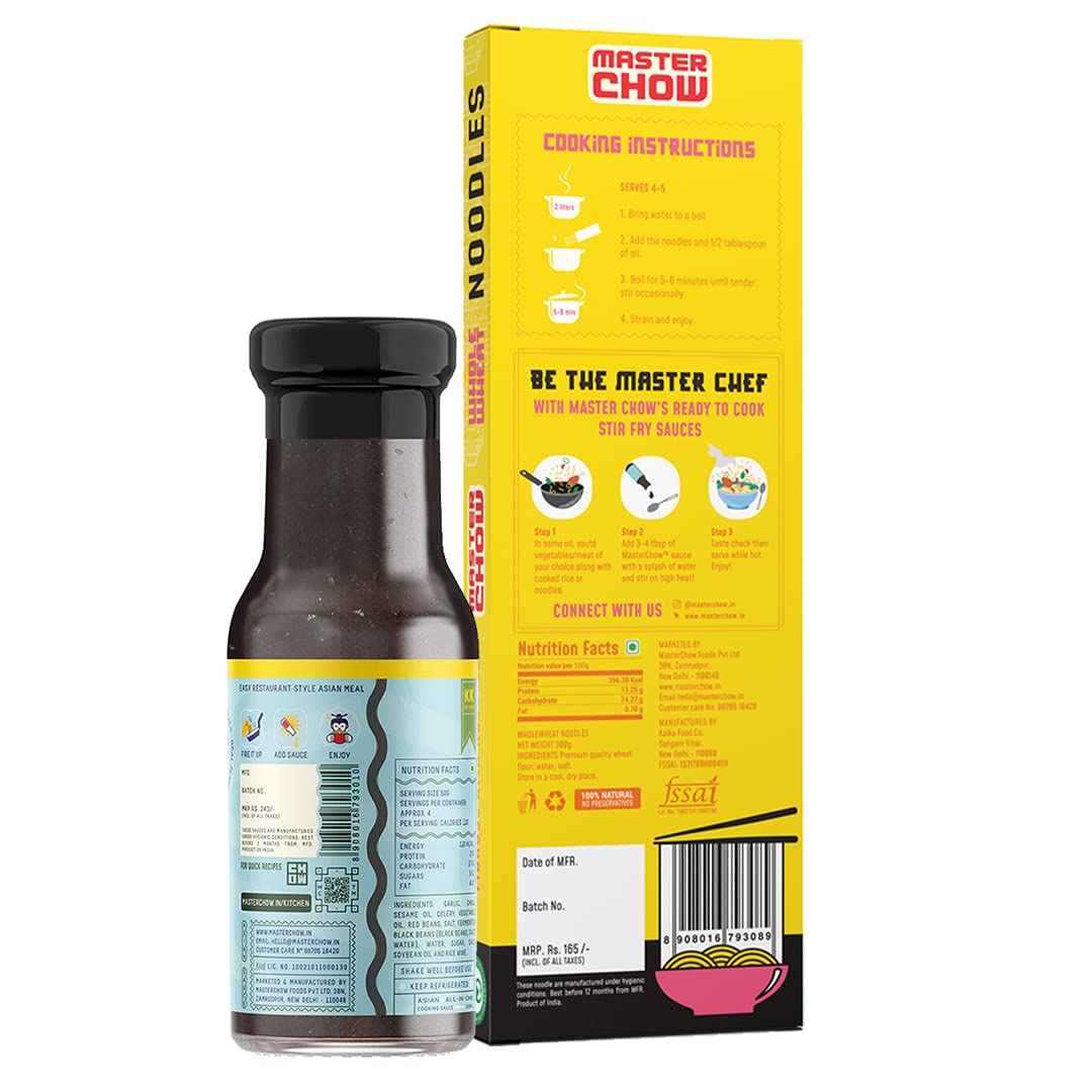 MasterChow Healthy Noodle Pack - Whole Wheat Noodles (300 gm) and Holy Basil Kinky Korean Stir Fry Cooking Sauce (220gm) – view 2