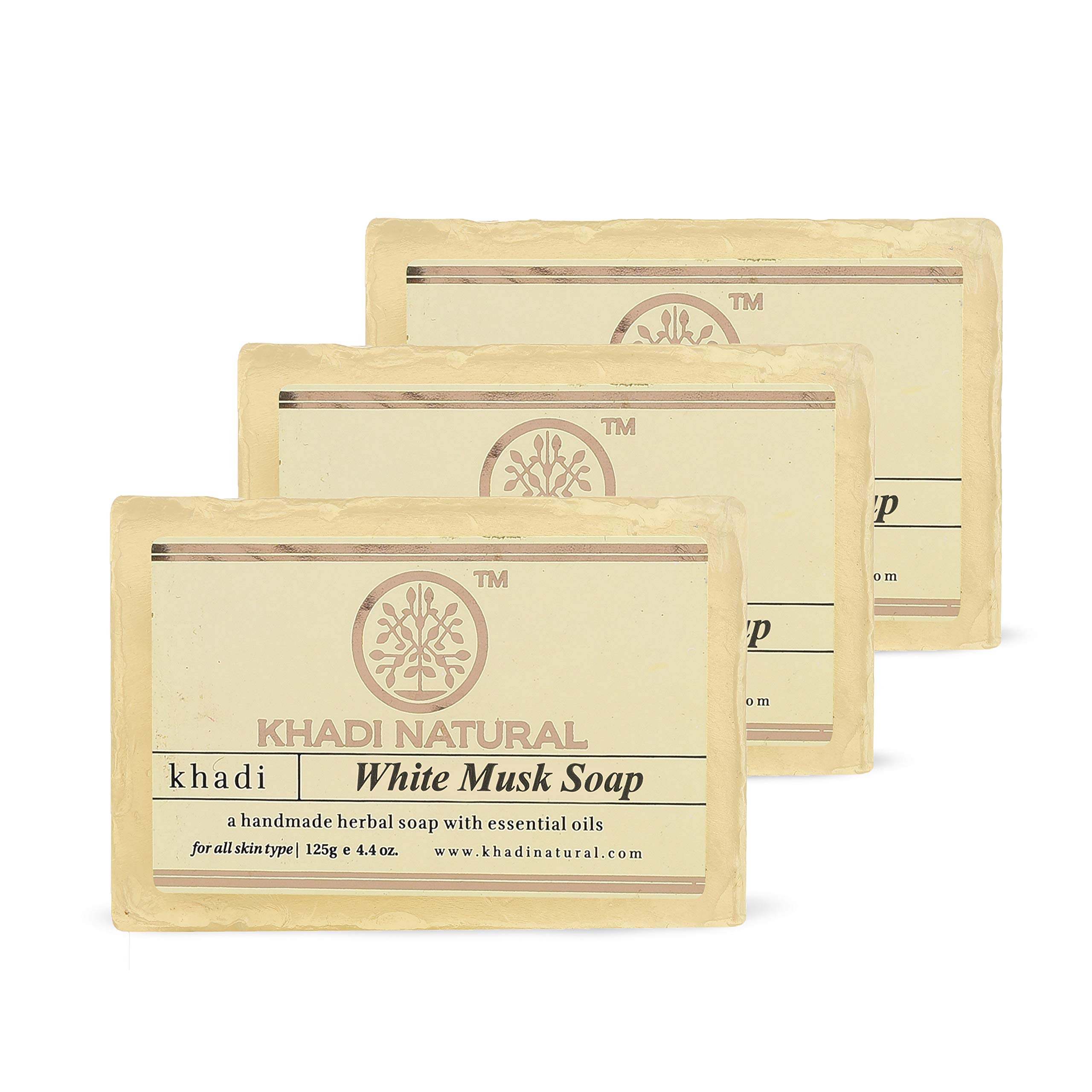 Khadi Natural white herbal musk soap bar set of three